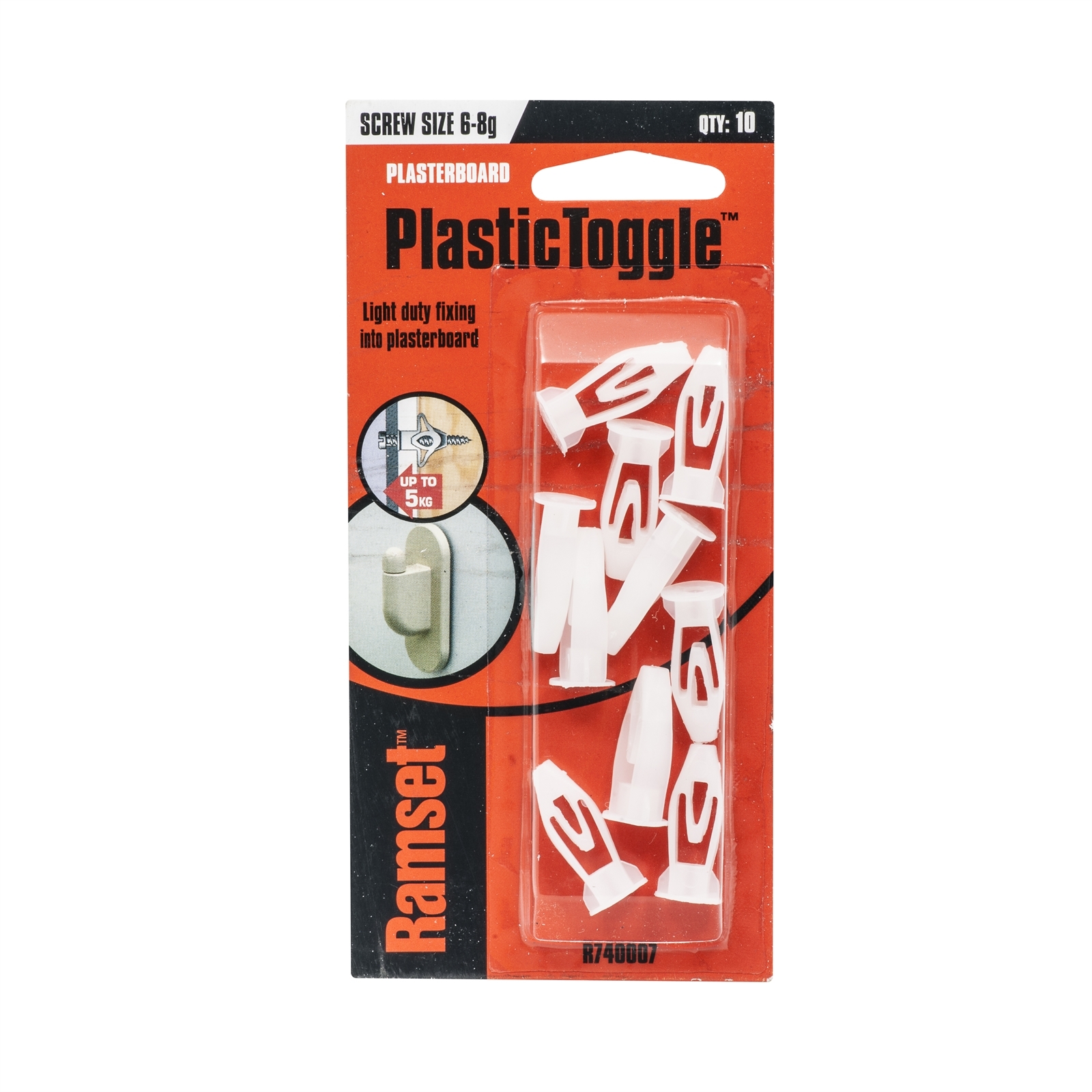 Ramset 10-12mm Plastic Toggles - 10 Pack