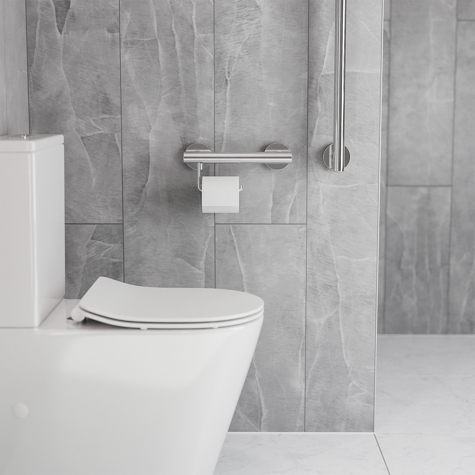 evekare Stainless Steel Toilet Roll Holder Grab Rail