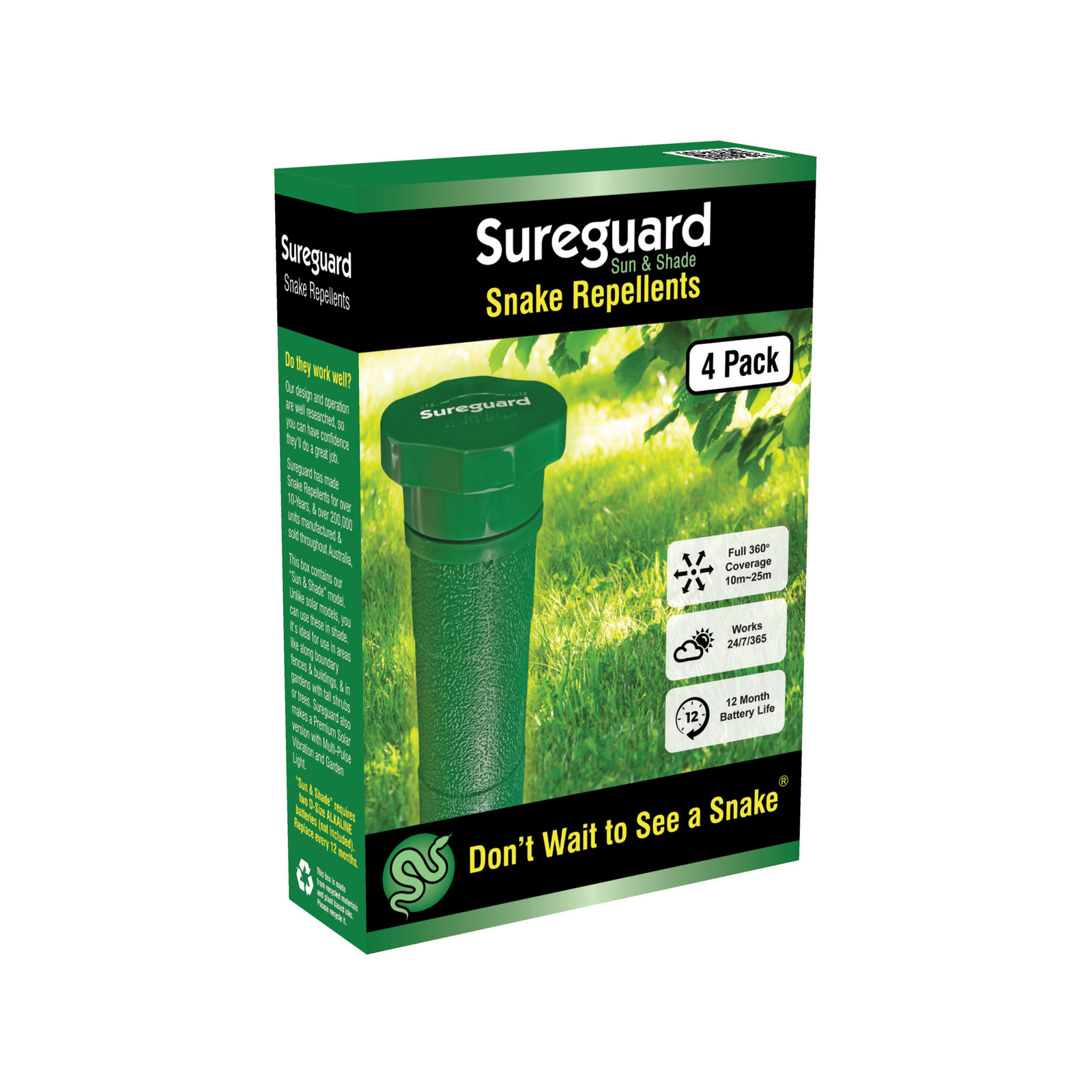 Sureguard Sun And Shade Snake Repellent - 4 Pack