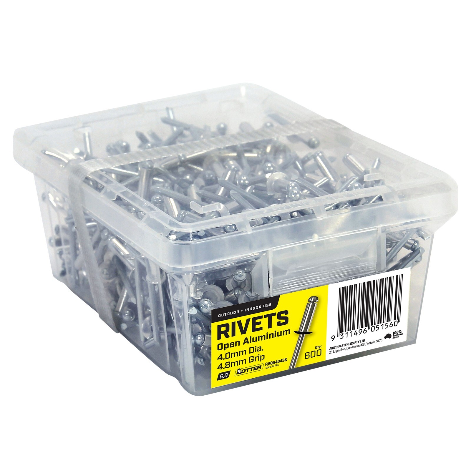 Otter 4.0 x 4.8mm Open Aluminium Blind Rivets - 600 Pack