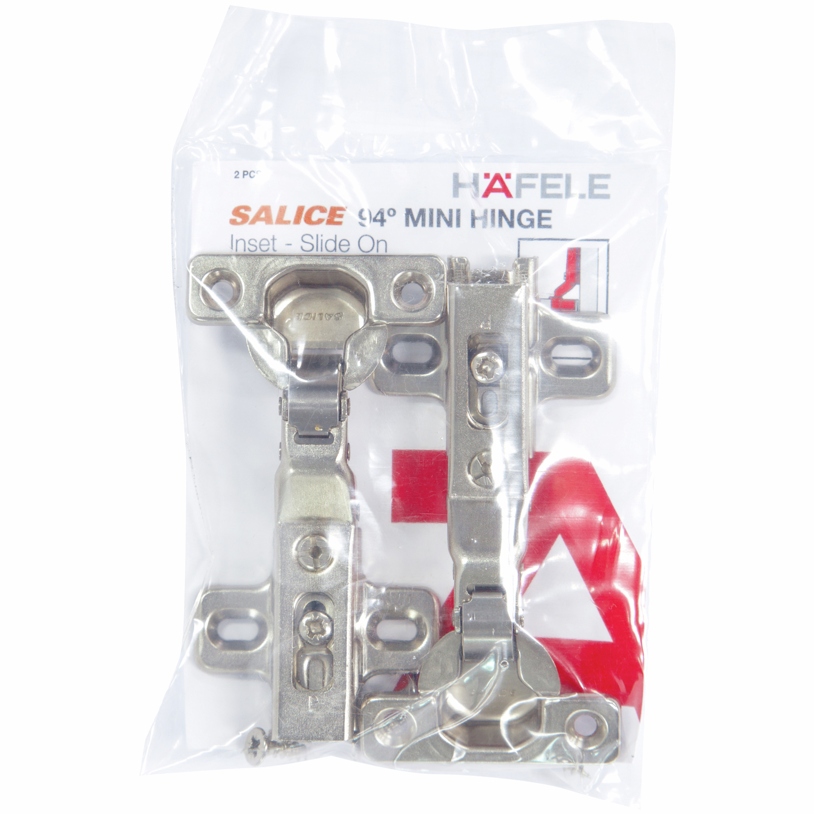 Hafele Salice 94° Mini Hinge Half Overlay Slide On - 1 Pair 3 Hafele Salice 94° Mini Hinge Half Overlay Slide On - 1 Pair