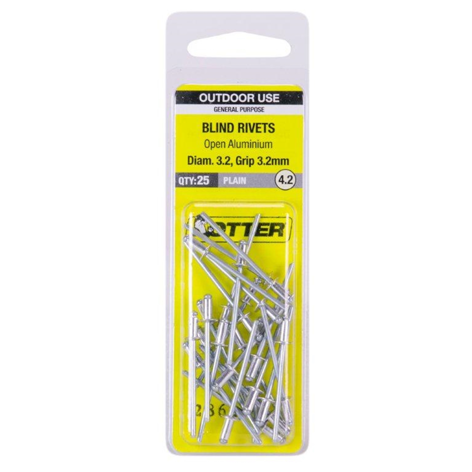 Otter 3.2 x 3.2mm Open Aluminium Blind Rivets - 25 Pack