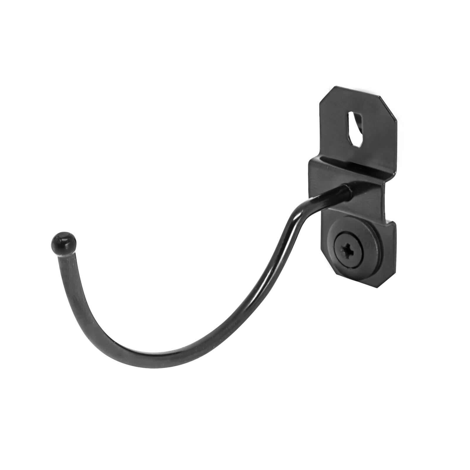 Pinnacle Black Gloss Heavy Duty Curved Pegboard Hook - 6 Pack