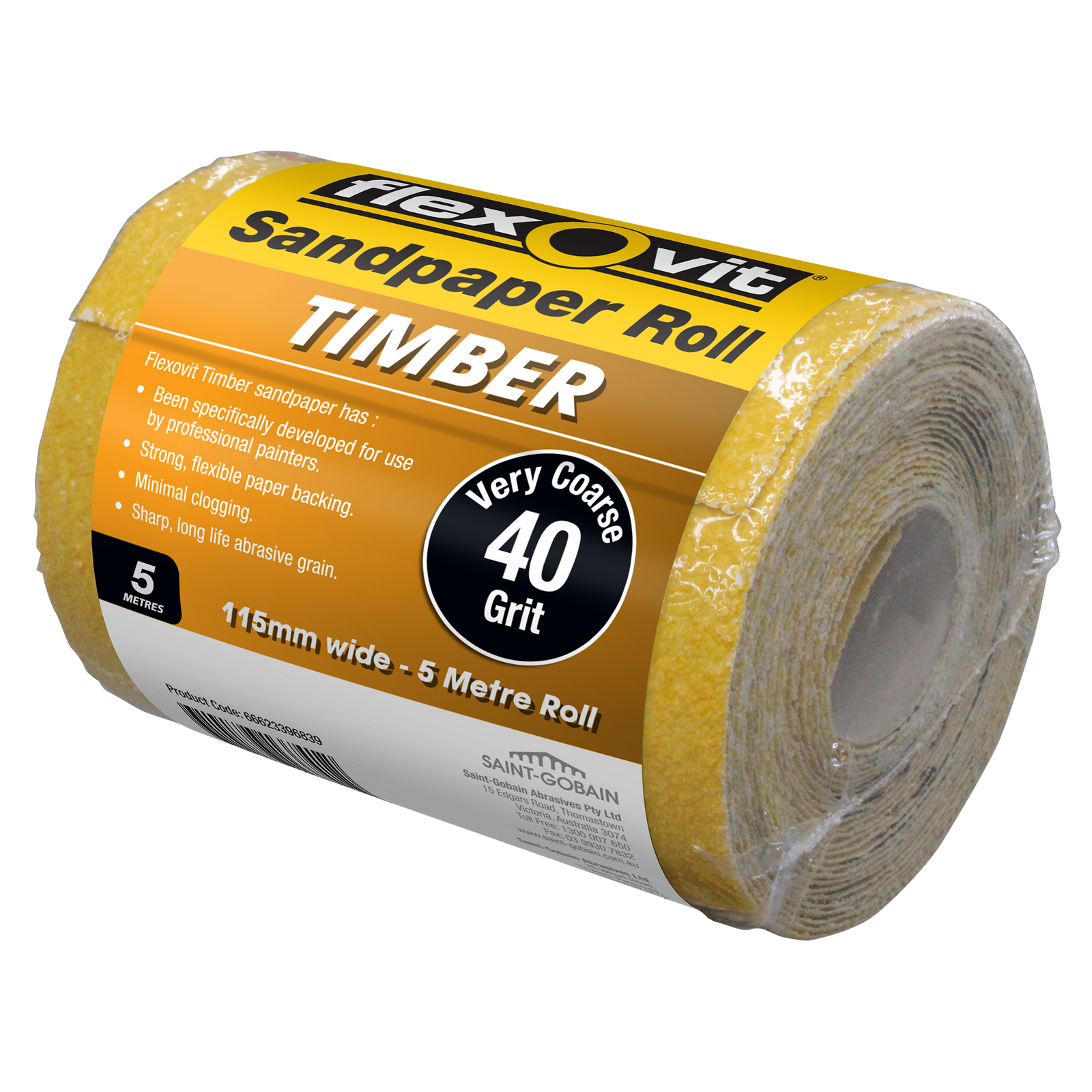 Flexovit 115mm x 5m 40 Grit Timber Sandpaper Roll