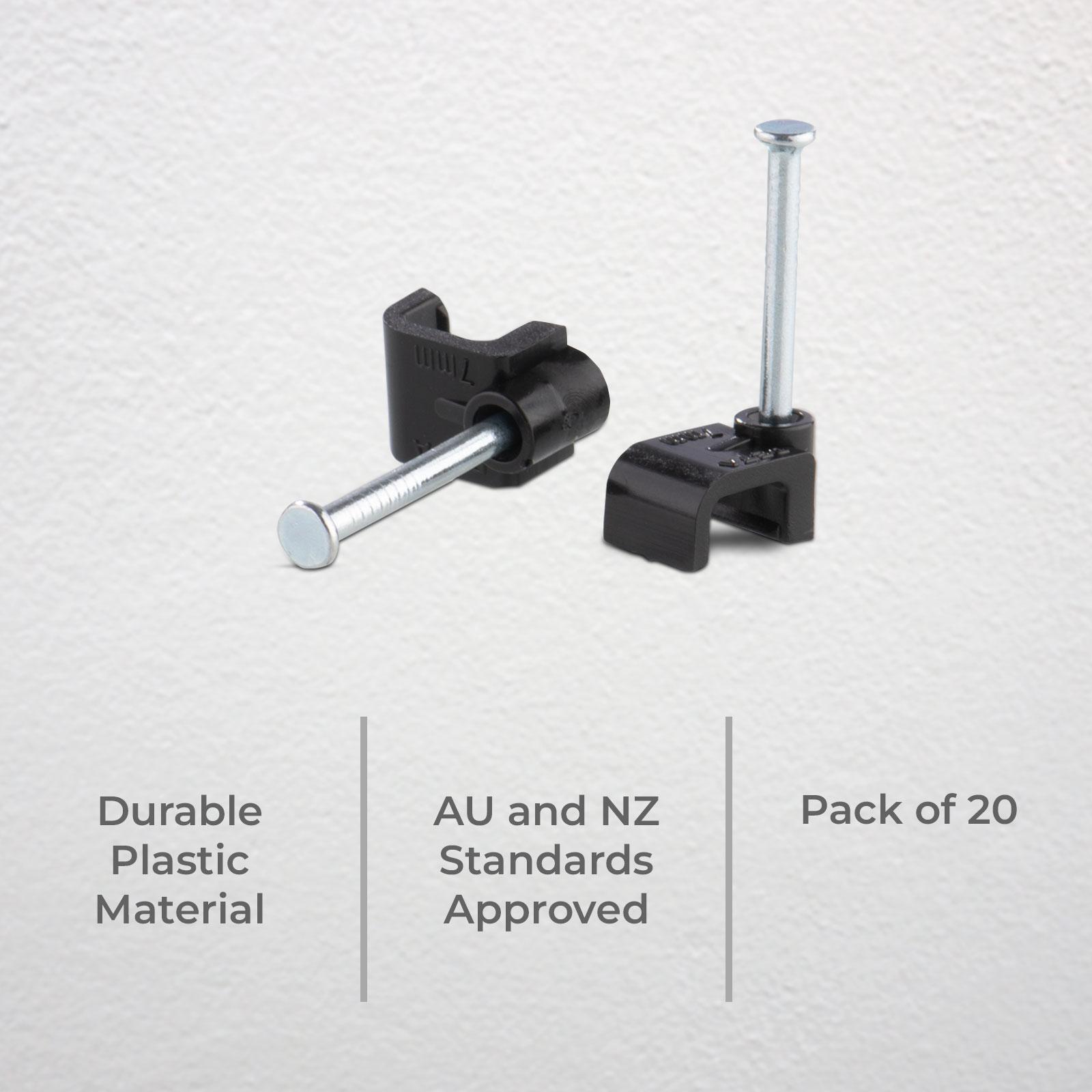 DETA 5mm Black Flat Cable Clips - 20 Pack - Black 3 DETA 5mm Black Flat Cable Clips - 20 Pack - Black