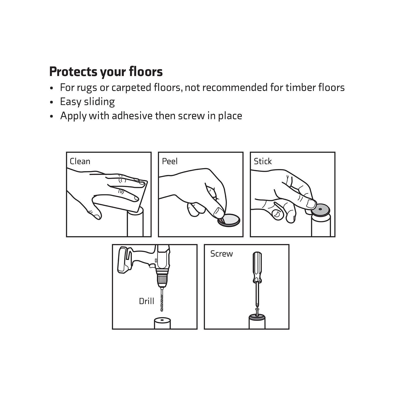 Surface Gard 38mm Round Slide Glide With Screws - 4 Pack 4 Surface Gard 38mm Round Slide Glide With Screws - 4 Pack