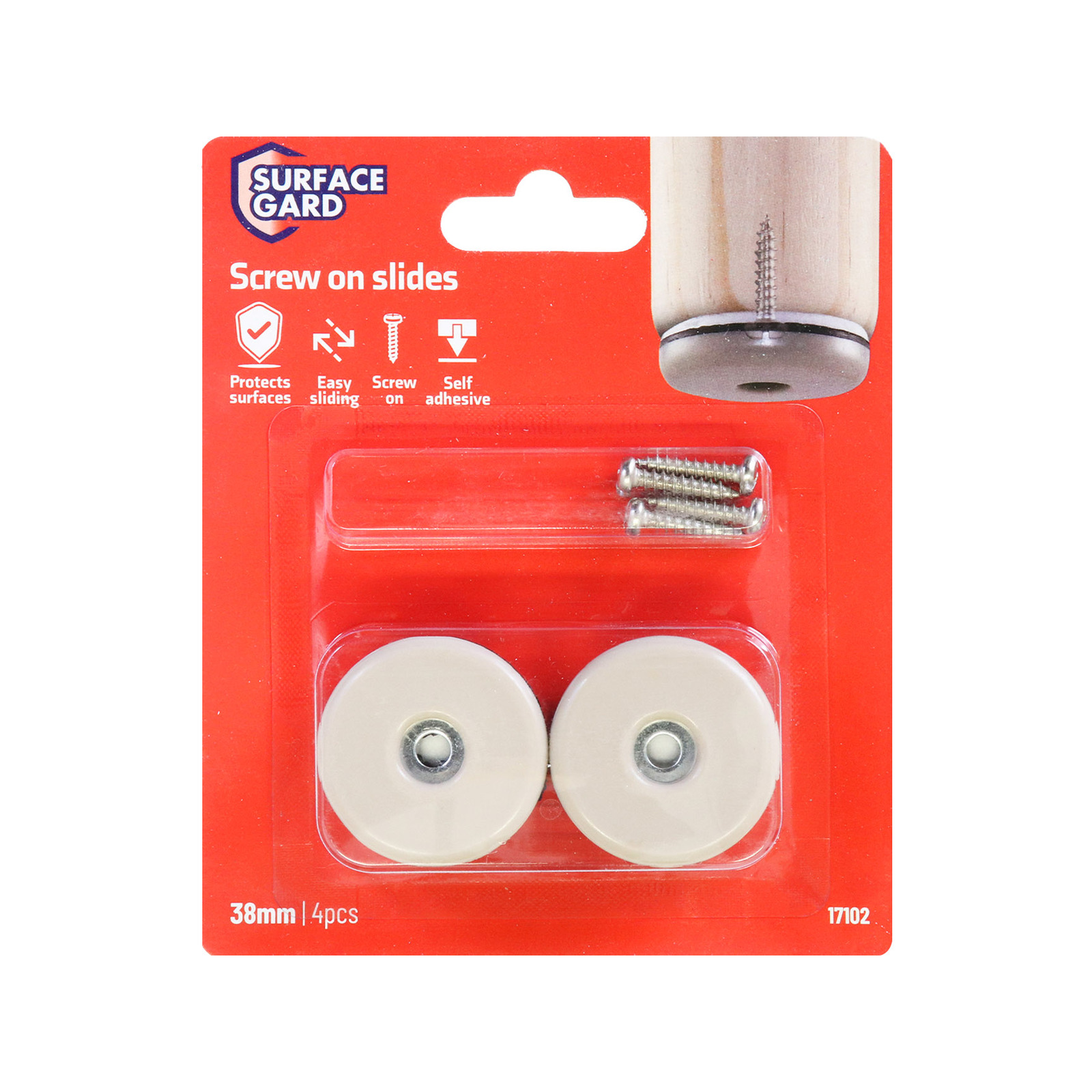 Surface Gard 38mm Round Slide Glide With Screws - 4 Pack 5 Surface Gard 38mm Round Slide Glide With Screws - 4 Pack