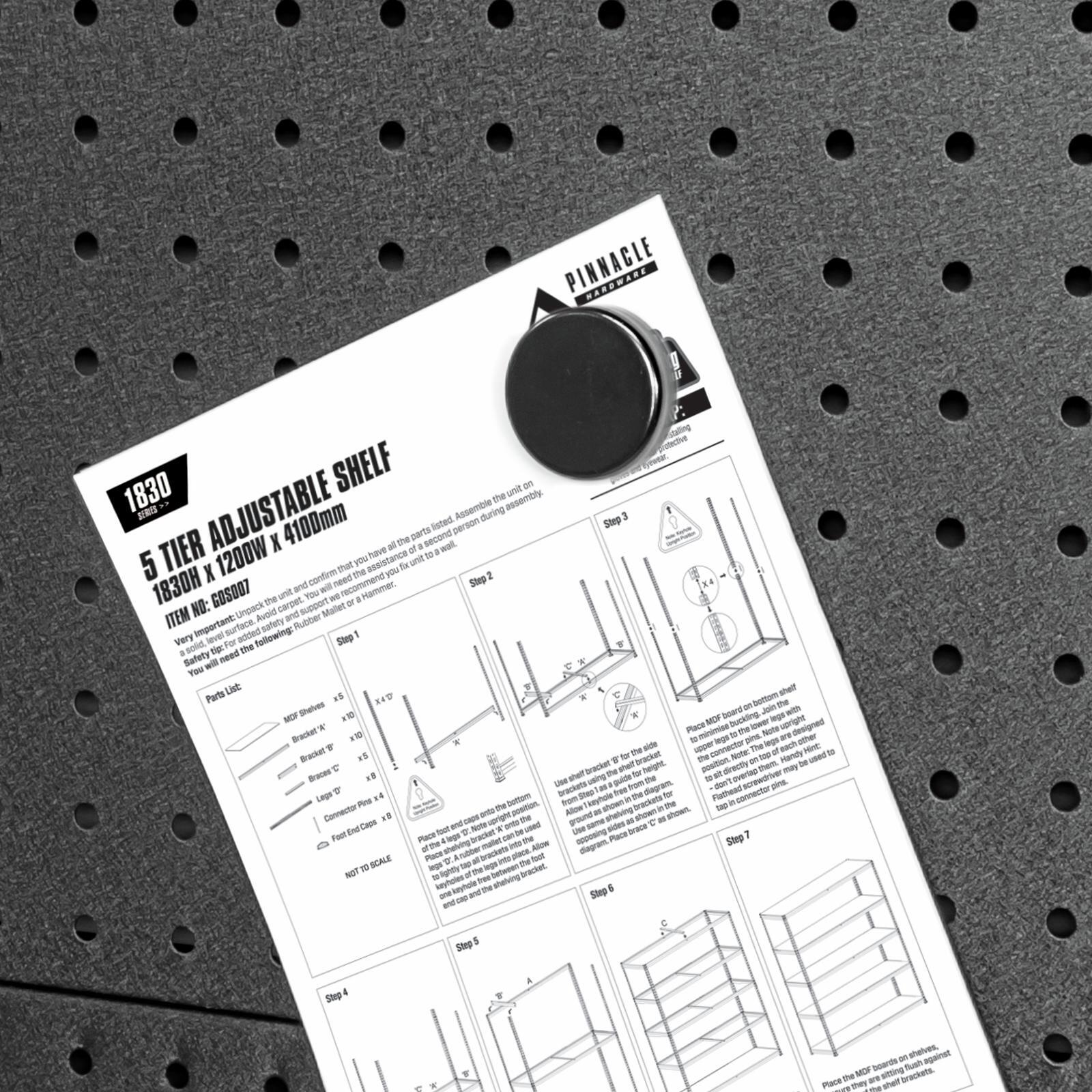 Pinnacle 36mm Black Magnetic Button - 6 Pack