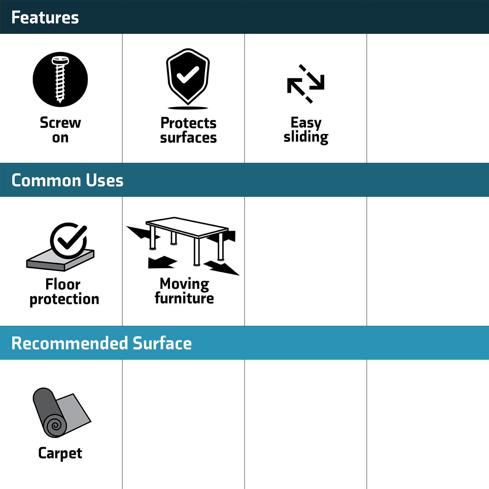 Surface Gard 5/16 x 1-1/12" Black Thread Adjustable Glide