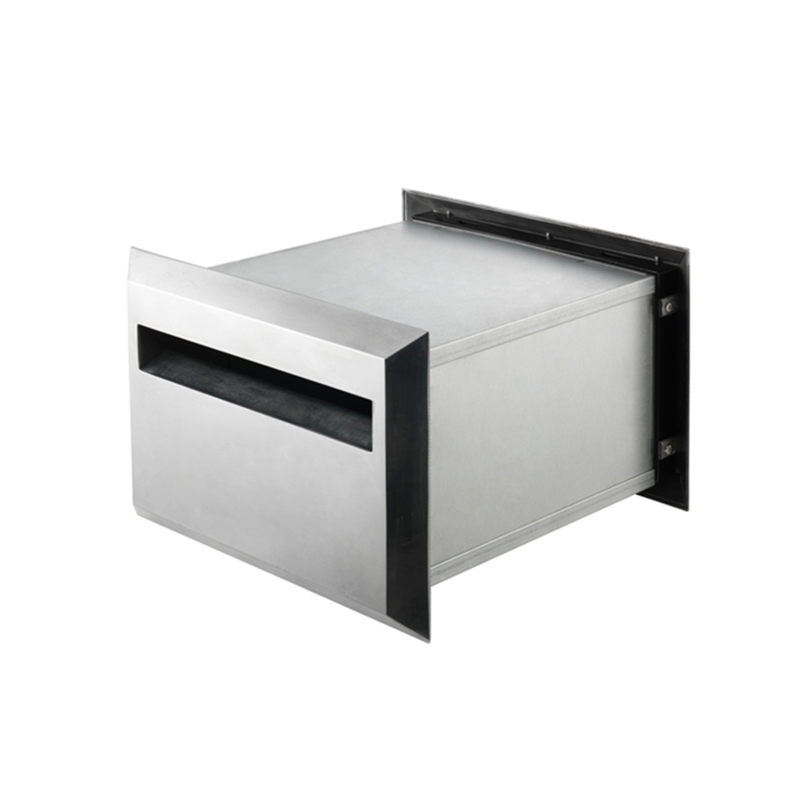Sandleford 230mm Polished Silver Brickies Front And Back Letterbox With Back Open