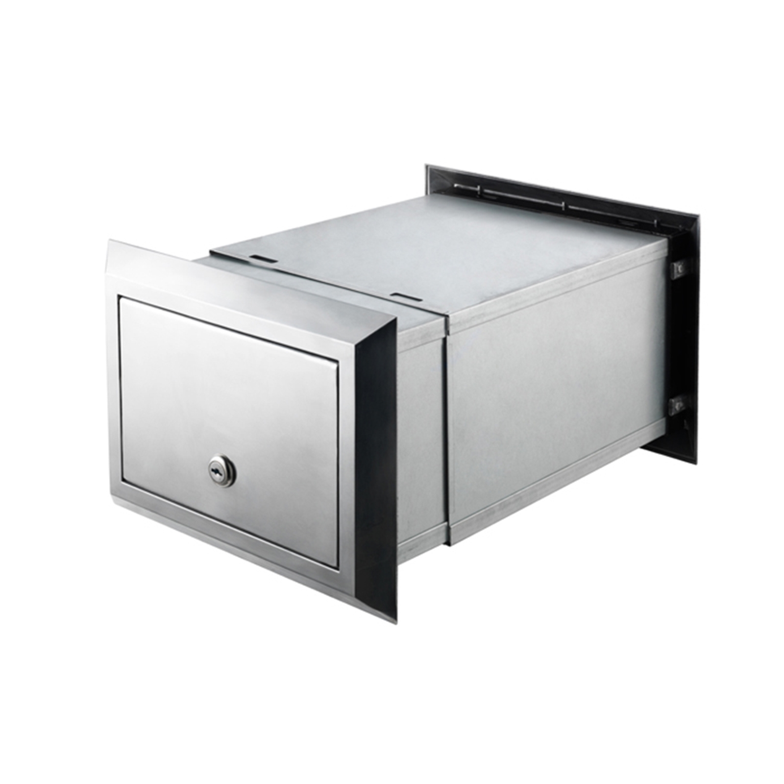Sandleford 230mm Polished Silver Brickies Front And Back Letterbox With Back Open