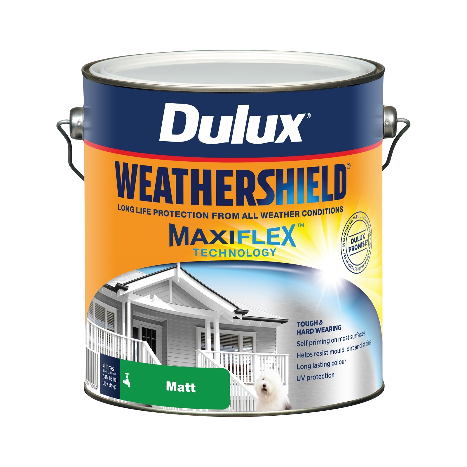 Dulux 4L Ultra Deep Matt Weathershield Exterior Paint - 4L