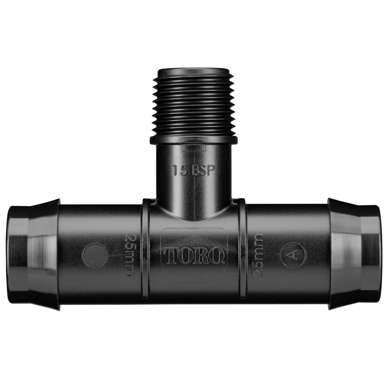 Toro 25mm Barbed x 15mm Single BSP Male Threaded Tee