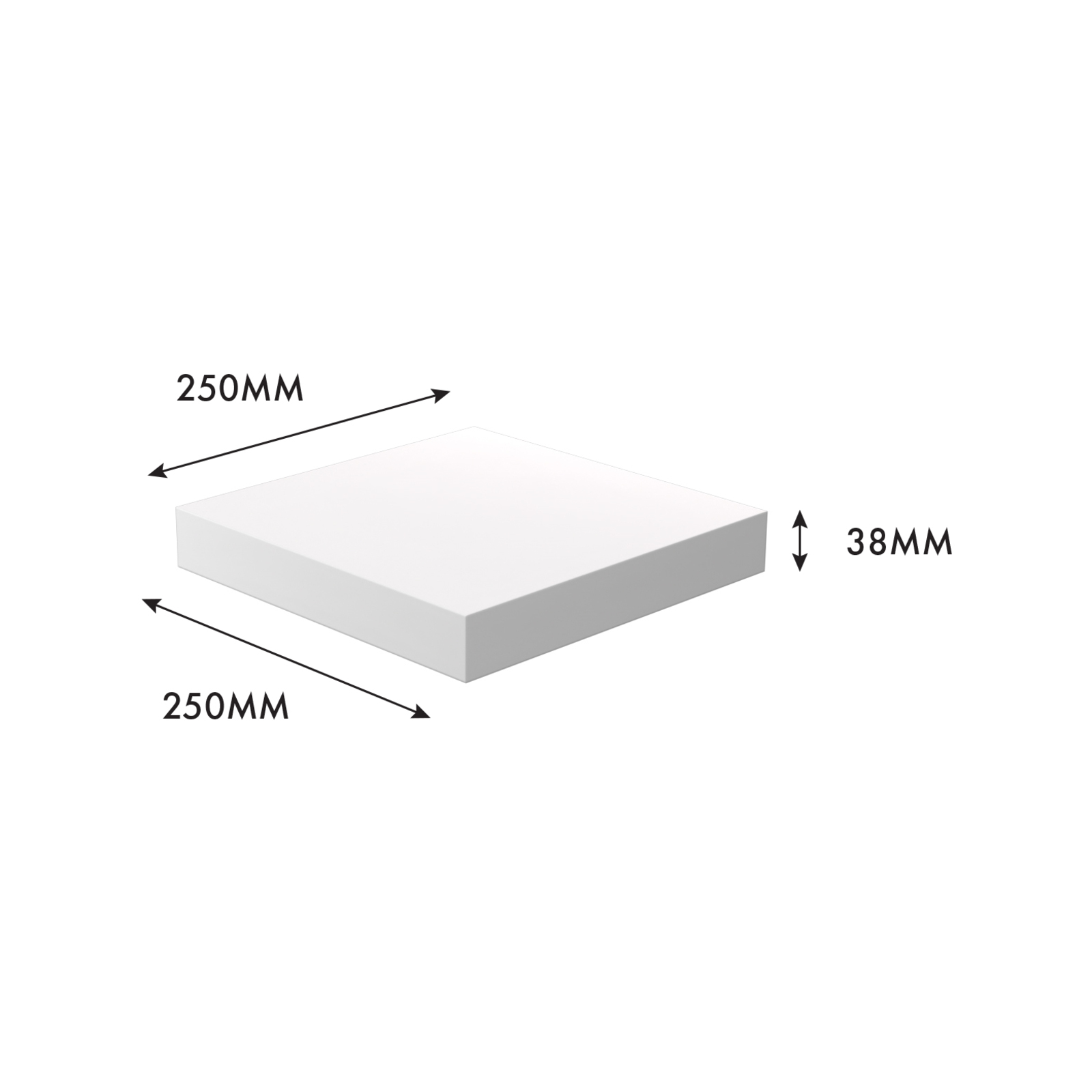 Flexi Storage Decorative Shelving 250 x 38 x 250mm White Matte Floating Shelf - Matt White