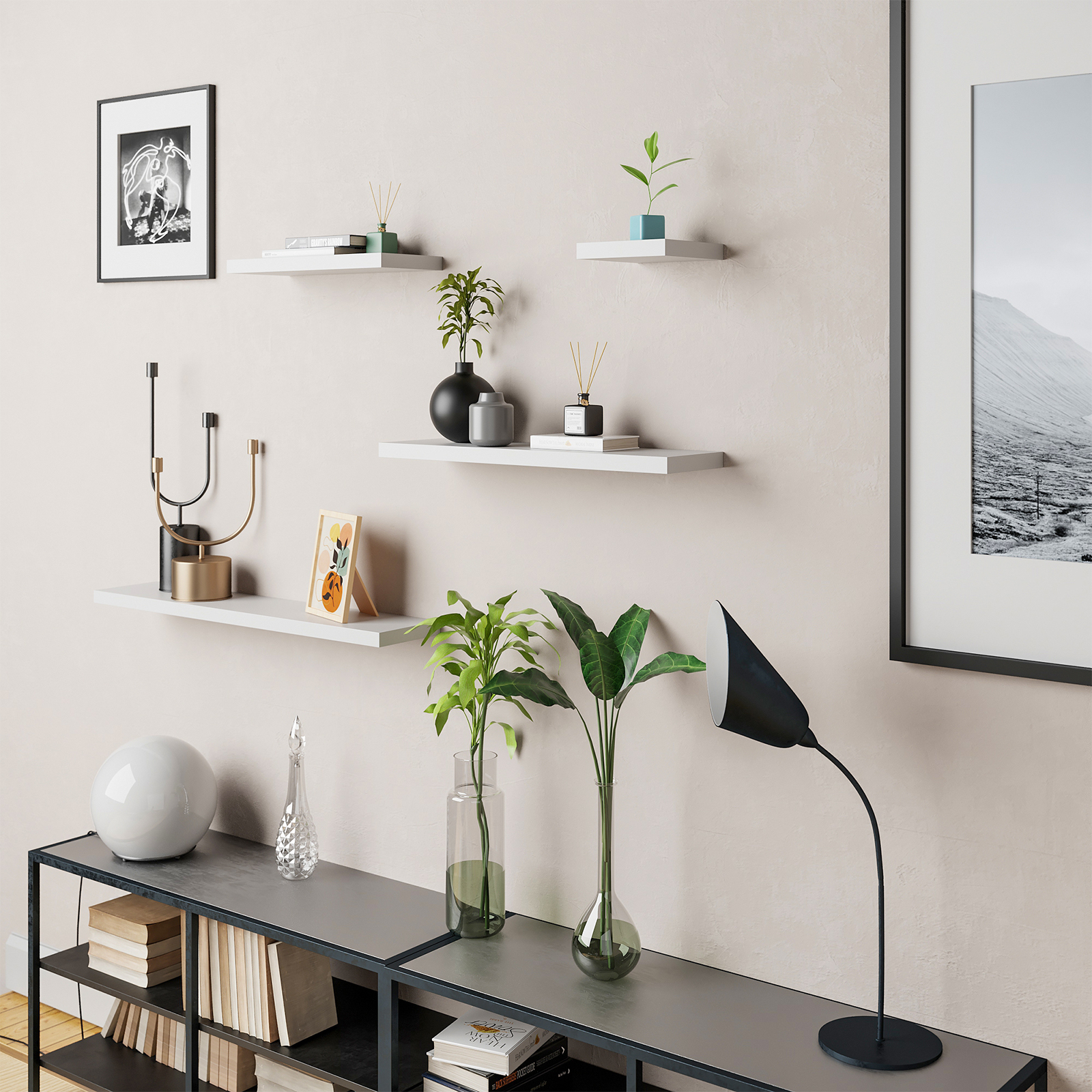Flexi Storage Decorative Shelving 250 x 38 x 250mm White Matte Floating Shelf - Matt White 4 Flexi Storage Decorative Shelving 250 x 38 x 250mm White Matte Floating Shelf - Matt White