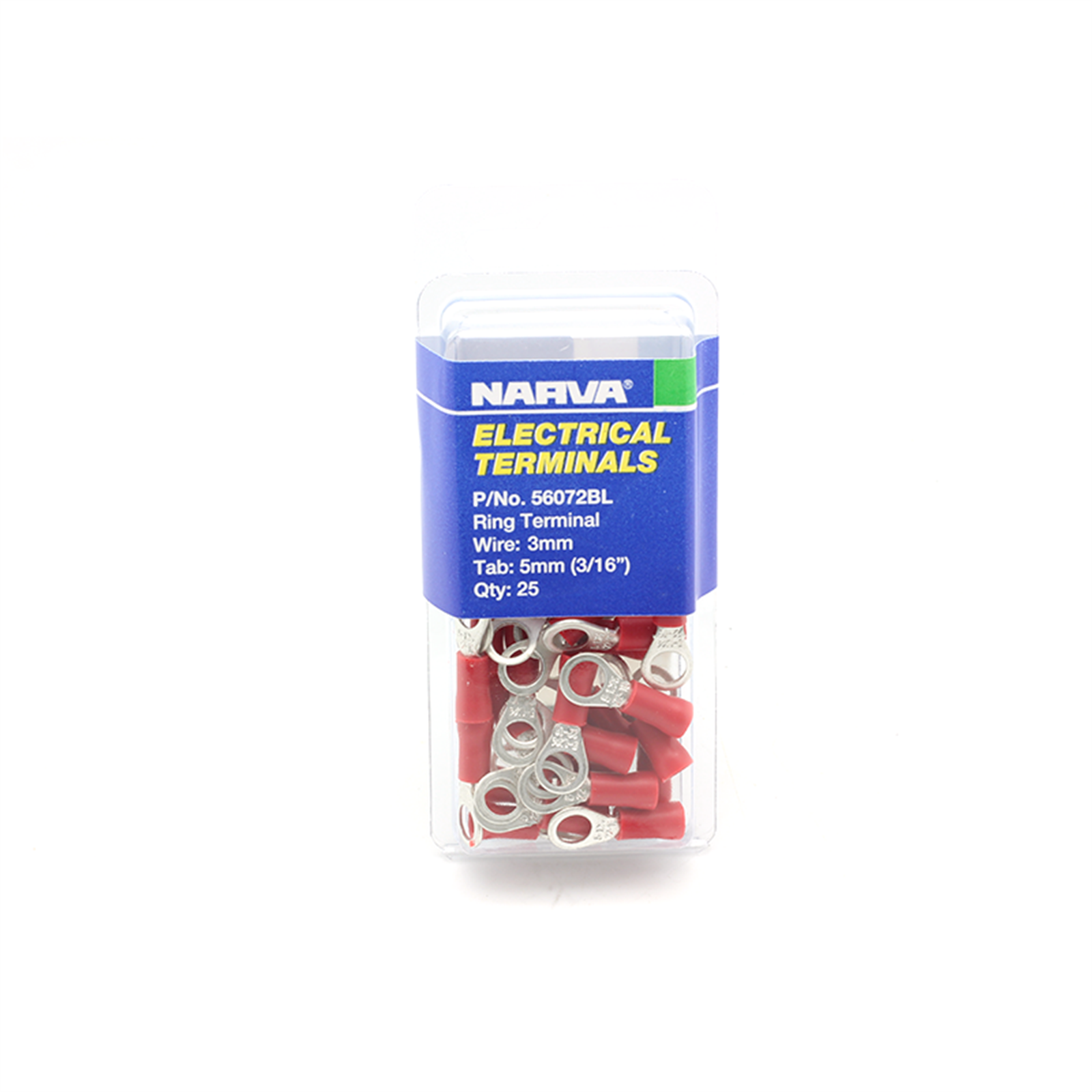 Narva 2.5-3mm / 5mm (3/16") Red Flared Vinyl Insulated Ring Terminal (Eye Terminal) - 25 Pack