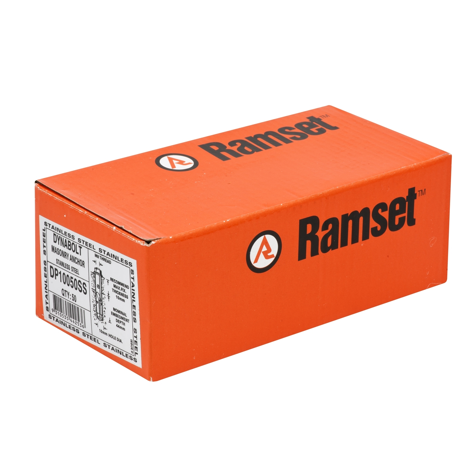 Ramset 10 x 50mm Stainless Steel DynaBolt Plus Hex Nut Bolt - 50 Pack