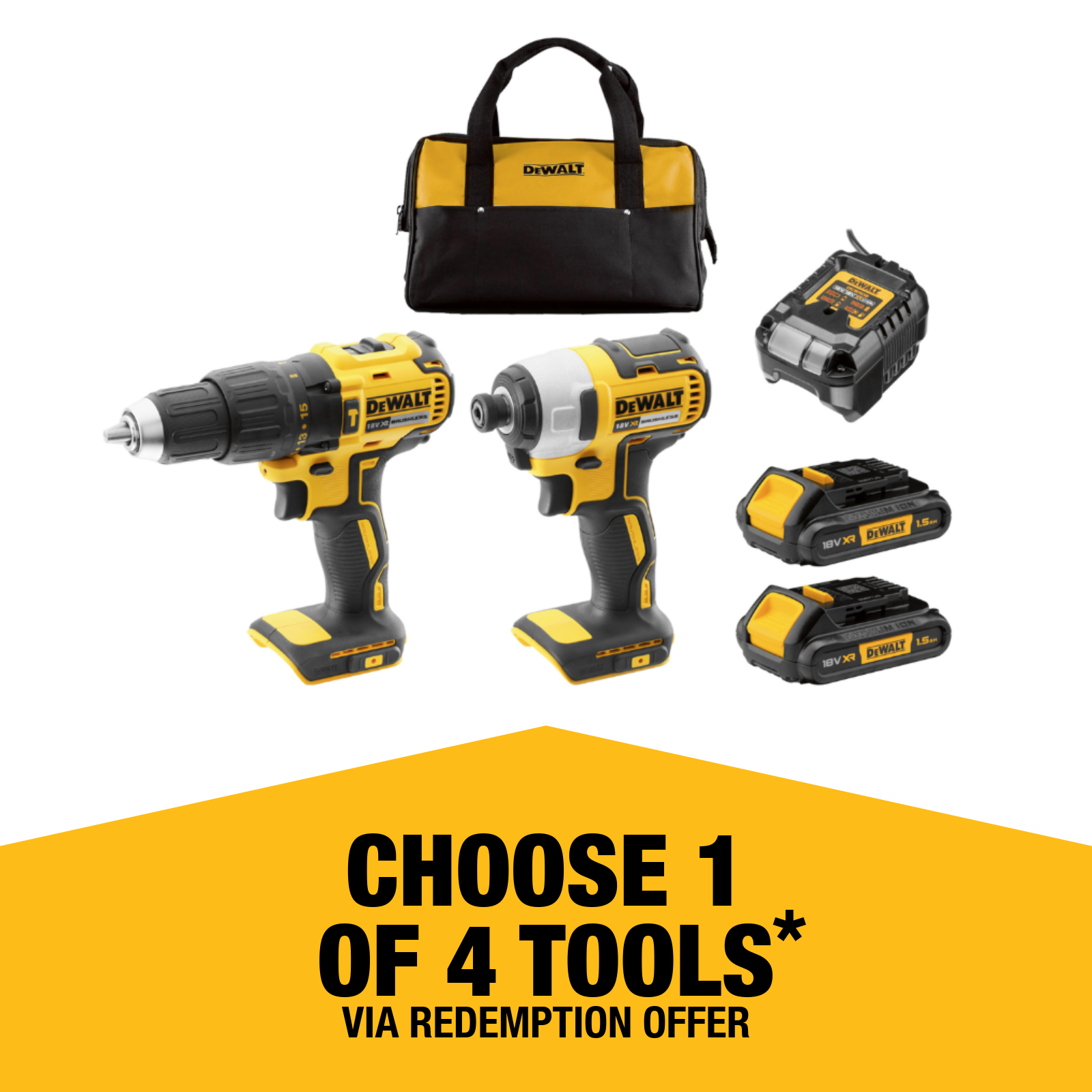 DeWALT 2 Piece 18V Brushless Combo Kit