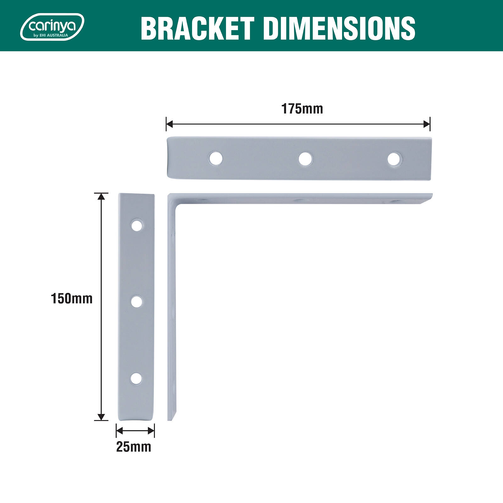 Carinya 175 x 150mm White Angle Bracket 5 Carinya 175 x 150mm White Angle Bracket