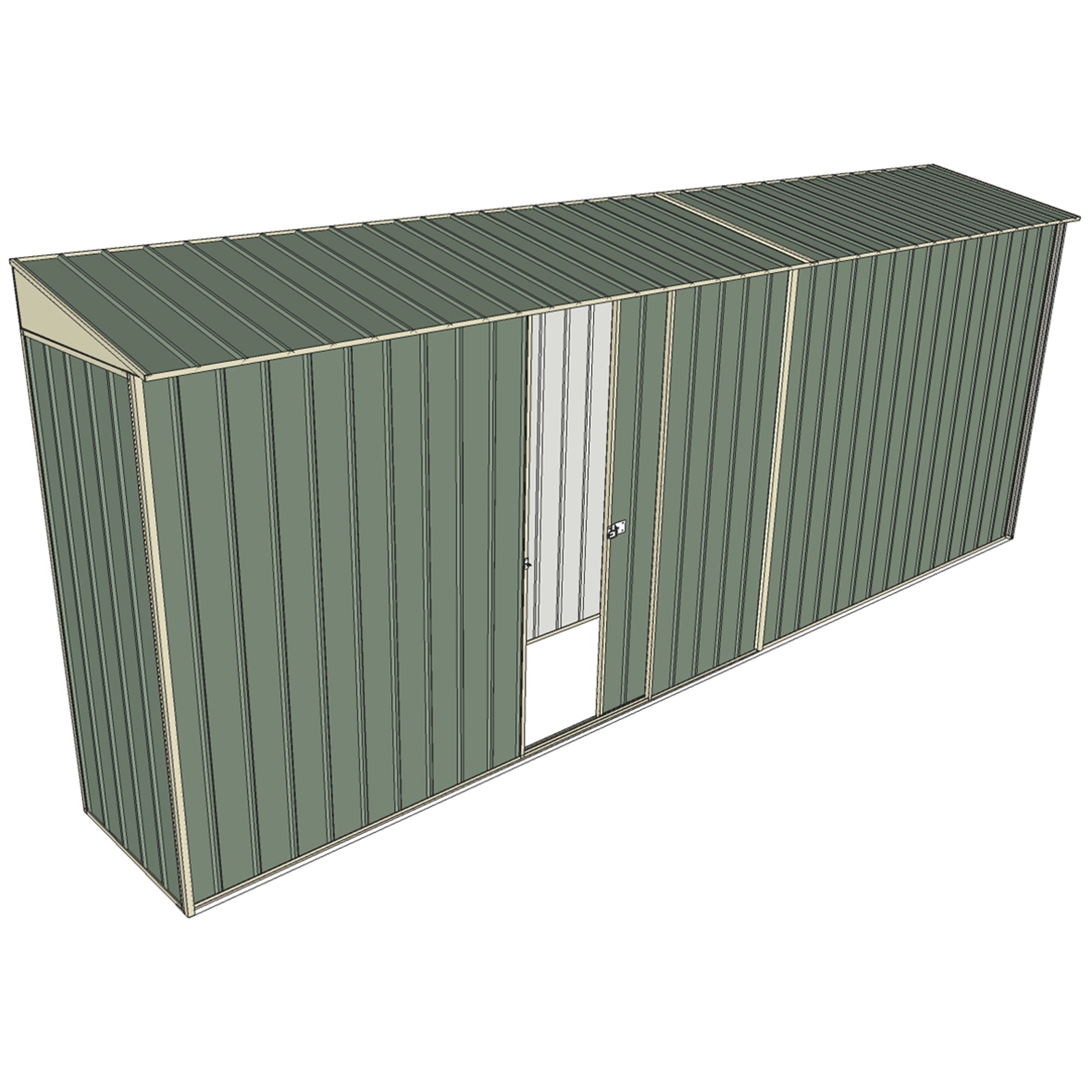 Build-a-Shed 0.8 x 5.2 x 2m Skillion Shed with Single Sliding Side Door - Green