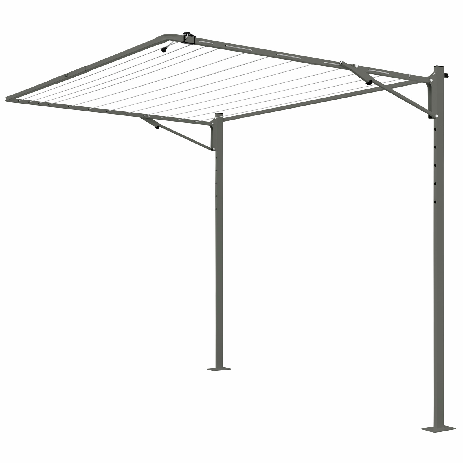 Austral 2.4m Woodland Grey Fold Down Clothesline Accessory Ground Mount Kit Plated