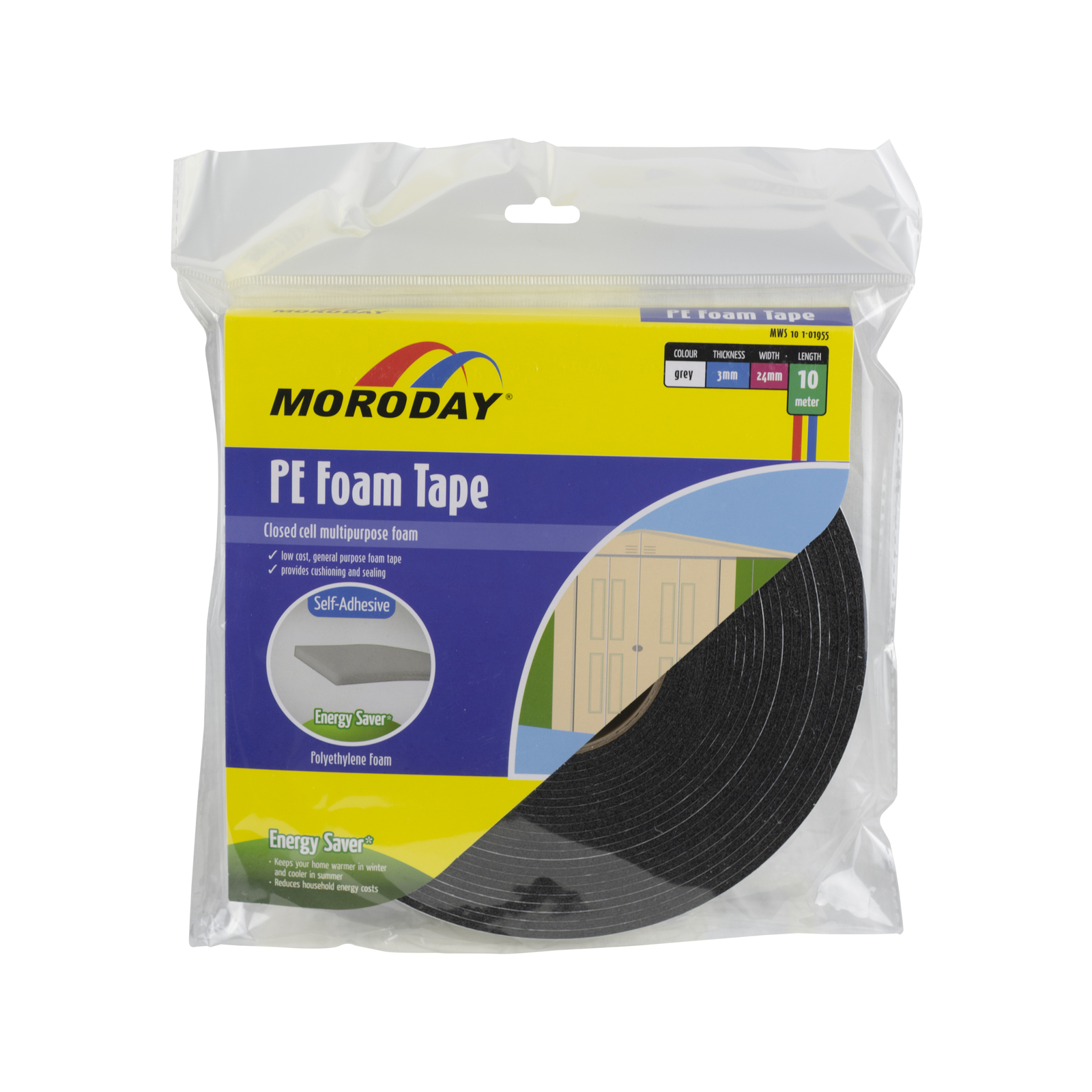 Moroday 24 x 3mm x 10m Grey PE Foam Tape