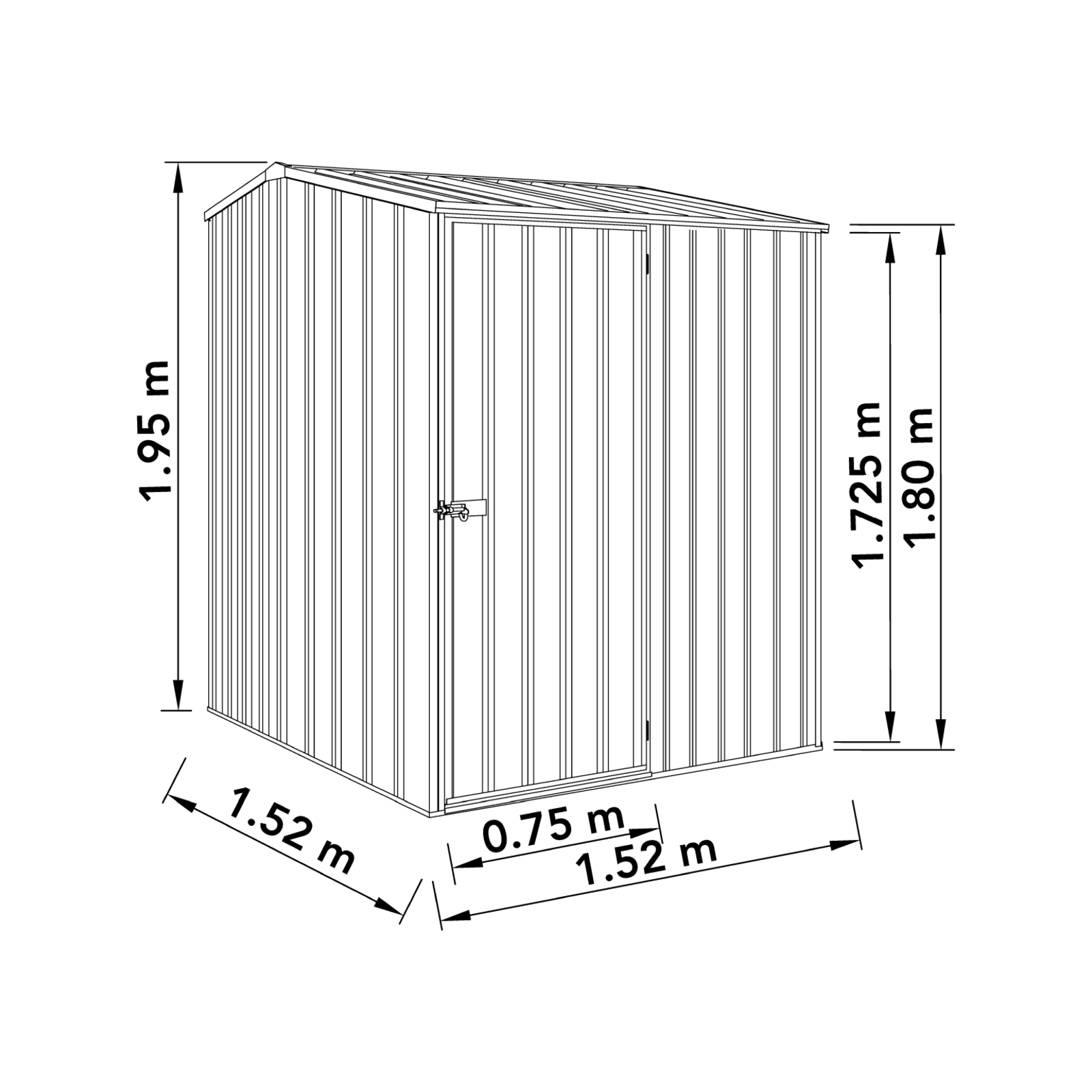 Absco Sheds 1.52 x 1.52 x 1.95m Monument Premier Single Door Garden Shed