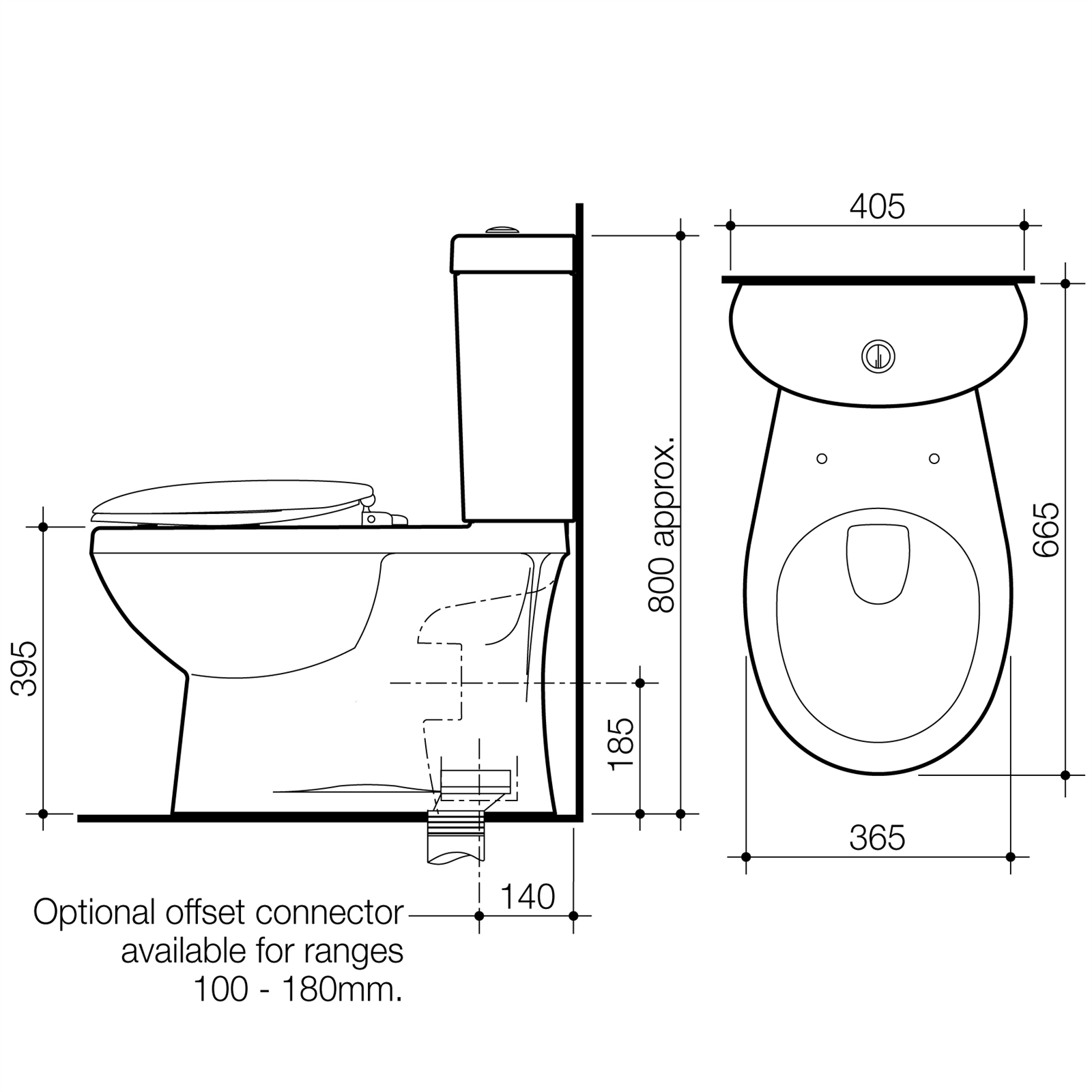 Caroma Profile II Close Coupled S Trap Toilet Suite WELS 4 Star 4.5L/Full