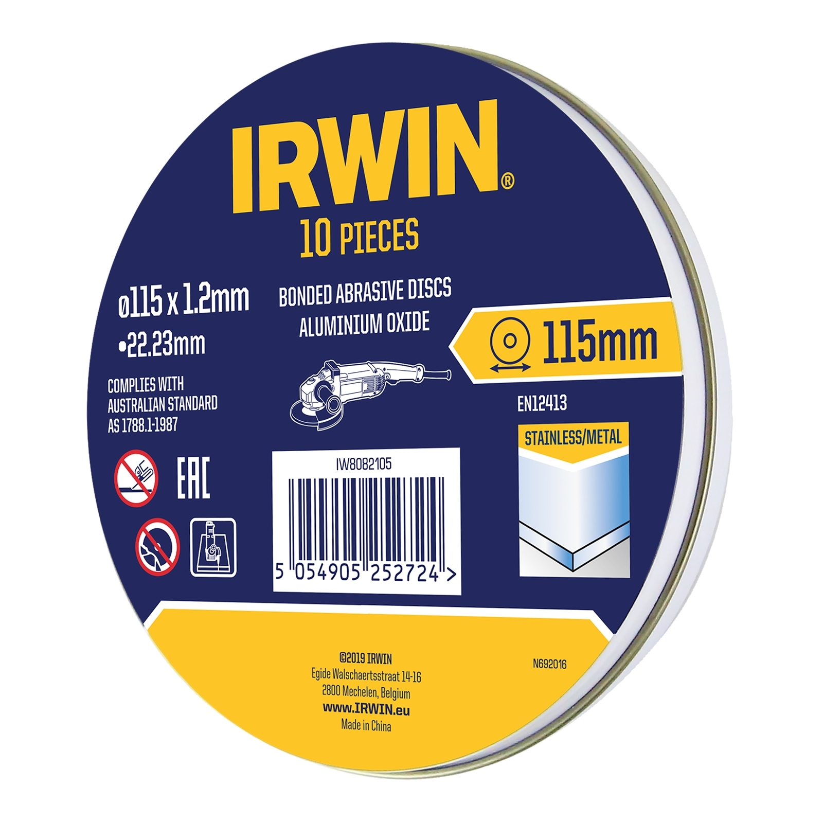 IRWIN 115 x 1.2 x 22.2mm Metal Cut Off Disc 10PK