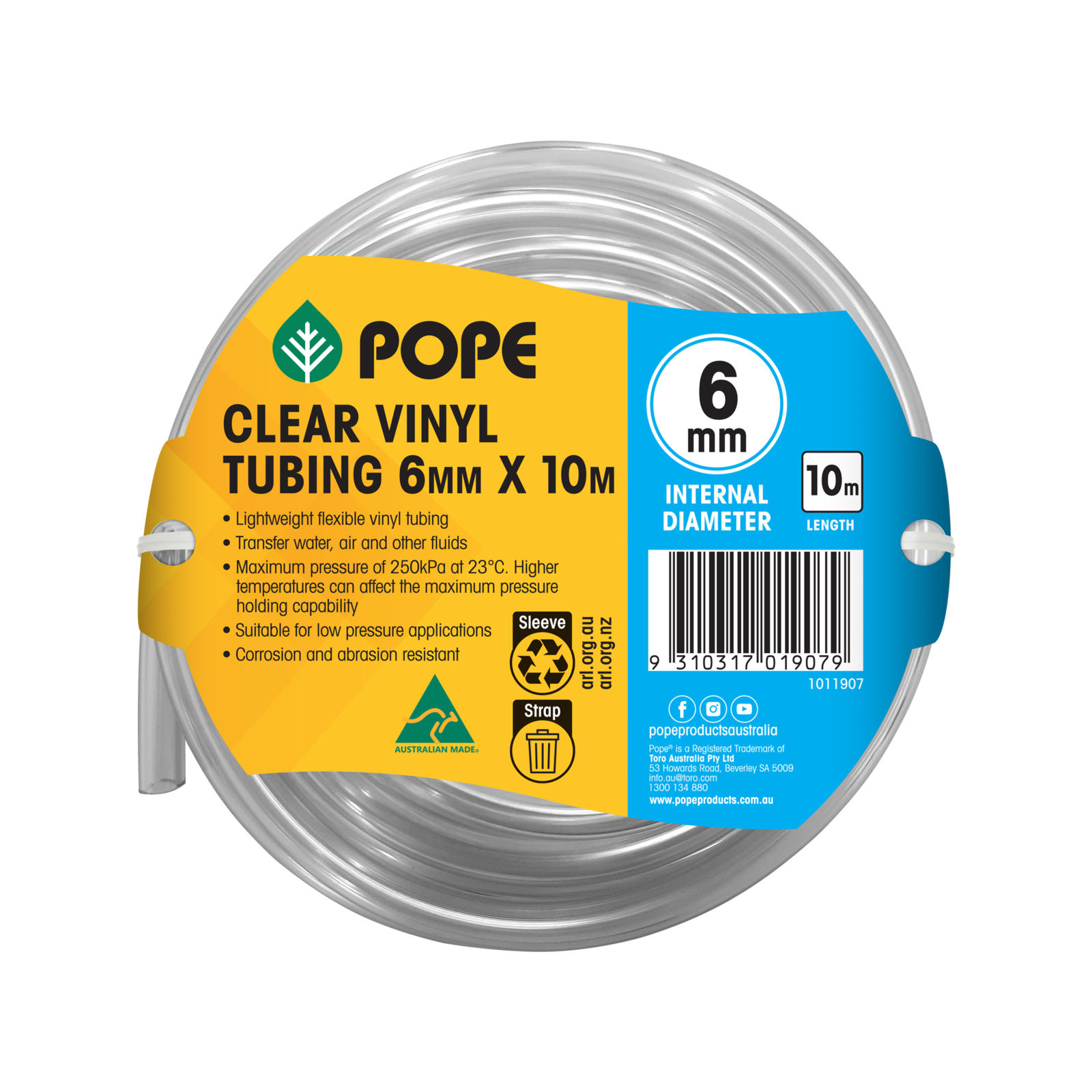 Pope 6mm x 10m Clear Vinyl Tubing