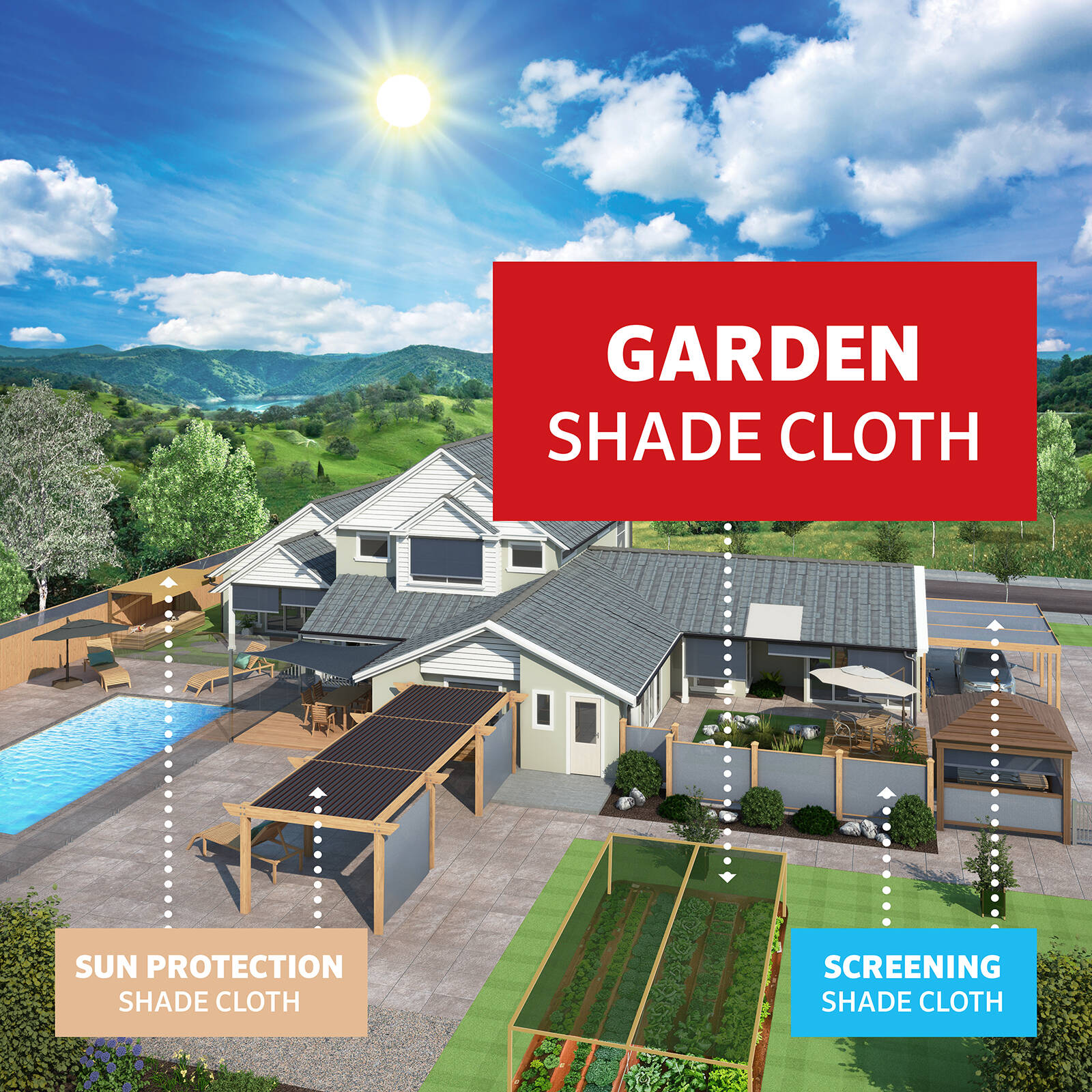 Coolaroo 3.66m Wide Rainforest Garden Shade Cloth 50% UV Block – P/Mtr