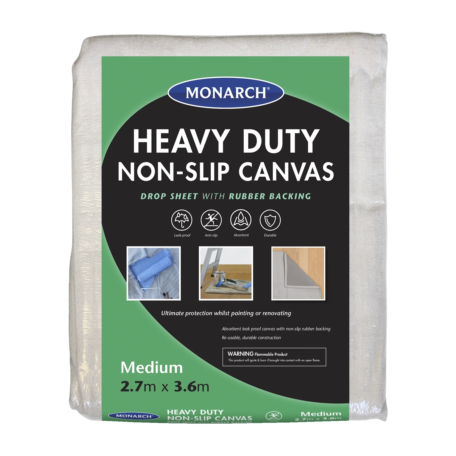 Monarch 2.7 x 3.6m Heavy Duty Non-Slip Canvas Drop Sheet