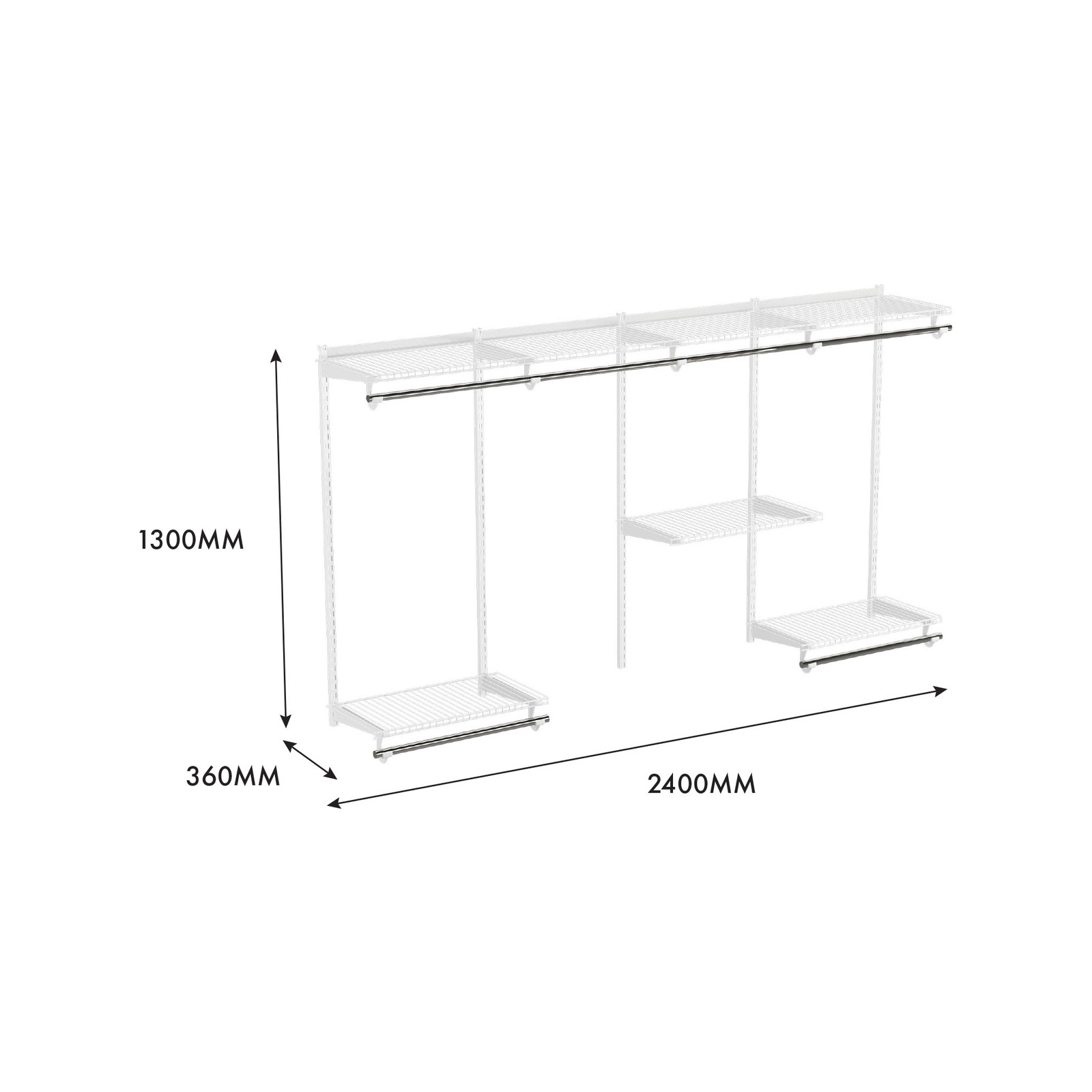 Flexi Storage Home Solutions 2400mm White Double Slot Wardrobe Starter Kit 4 Flexi Storage Home Solutions 2400mm White Double Slot Wardrobe Starter Kit