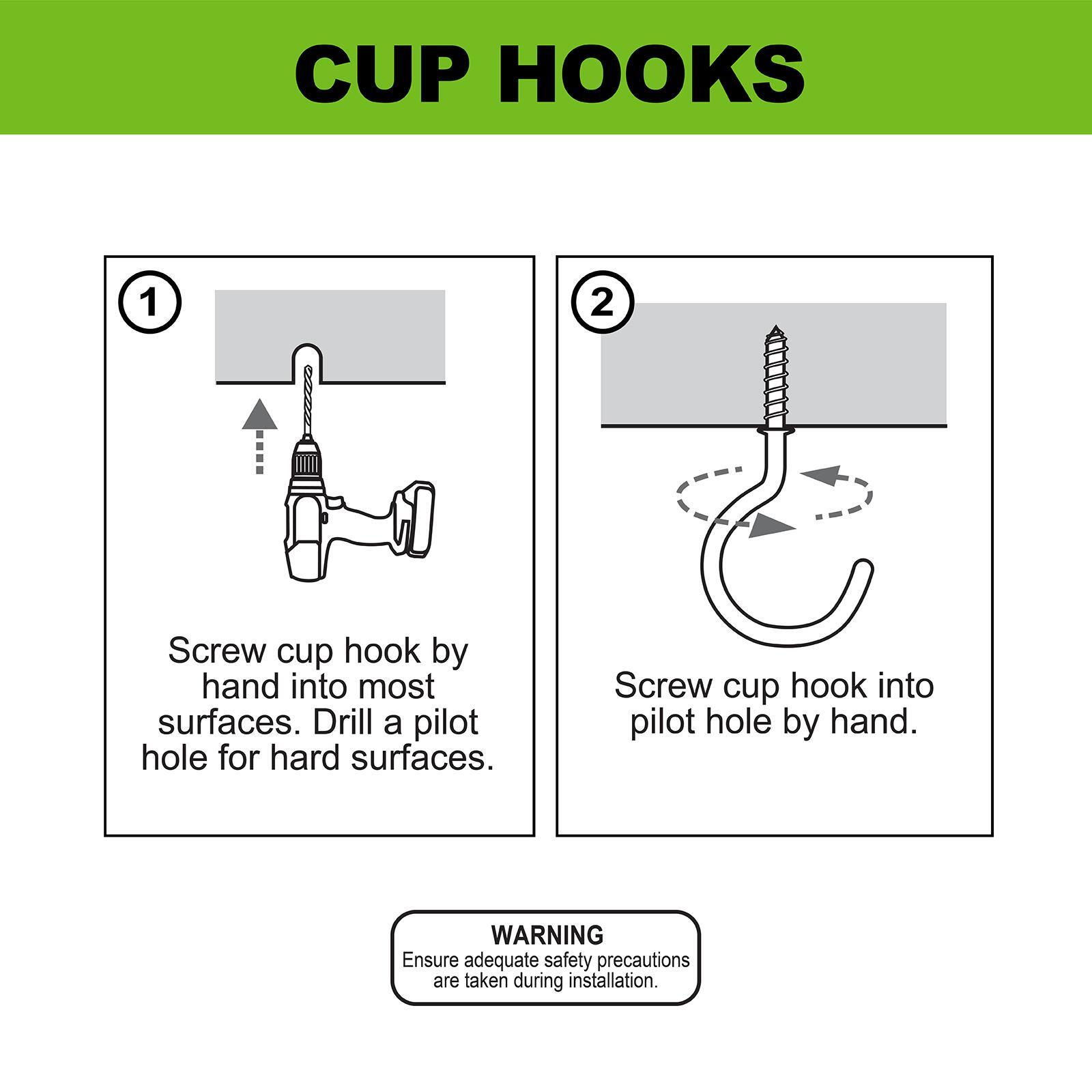 Everhang 28mm Zinc Plated Cup Hook - 2 Pack
