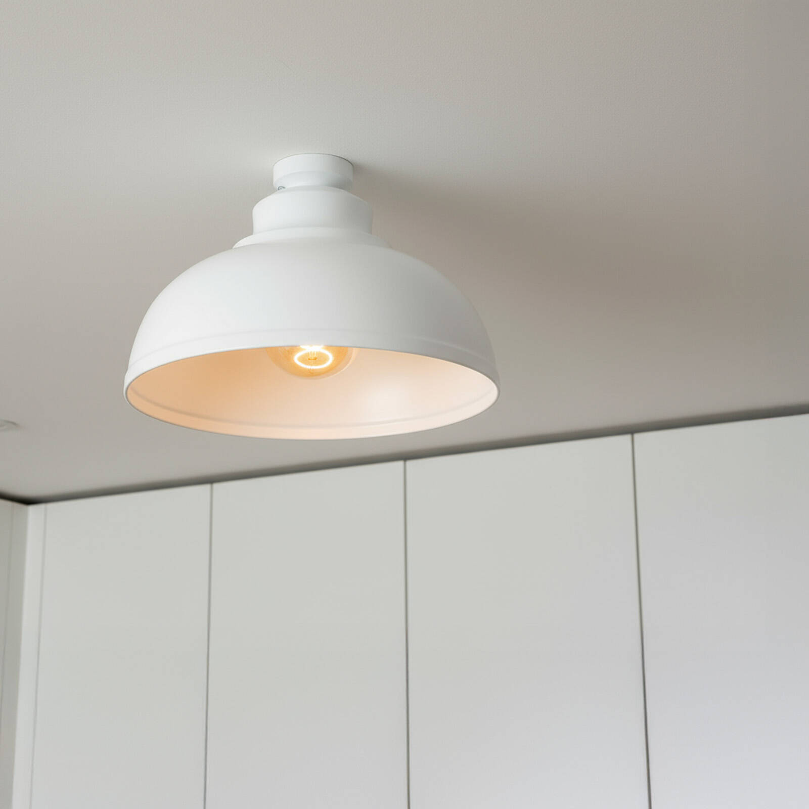 Brilliant 28cm White Matt Foundry DIY Install Batten Fix Light Shade 3 Brilliant 28cm White Matt Foundry DIY Install Batten Fix Light Shade