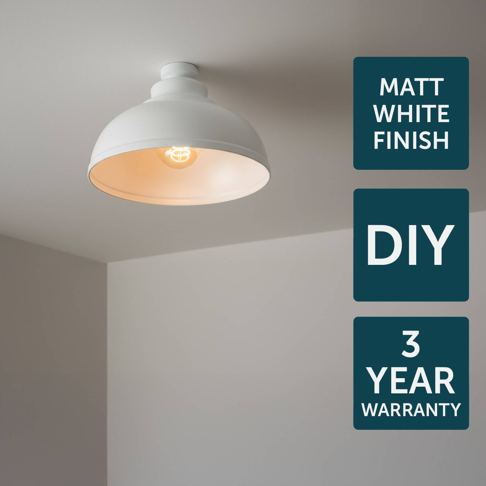 Brilliant 28cm White Matt Foundry DIY Install Batten Fix Light Shade 4 Brilliant 28cm White Matt Foundry DIY Install Batten Fix Light Shade