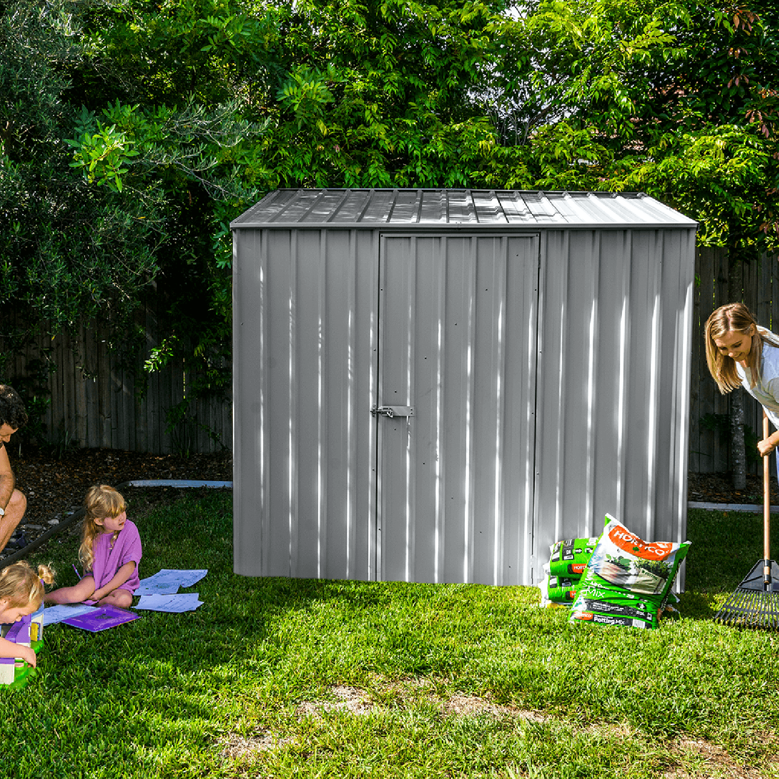 Absco Sheds 2.26 x 1.52 x 2.08m Space Saver Single Door Garden Shed - Zincalume