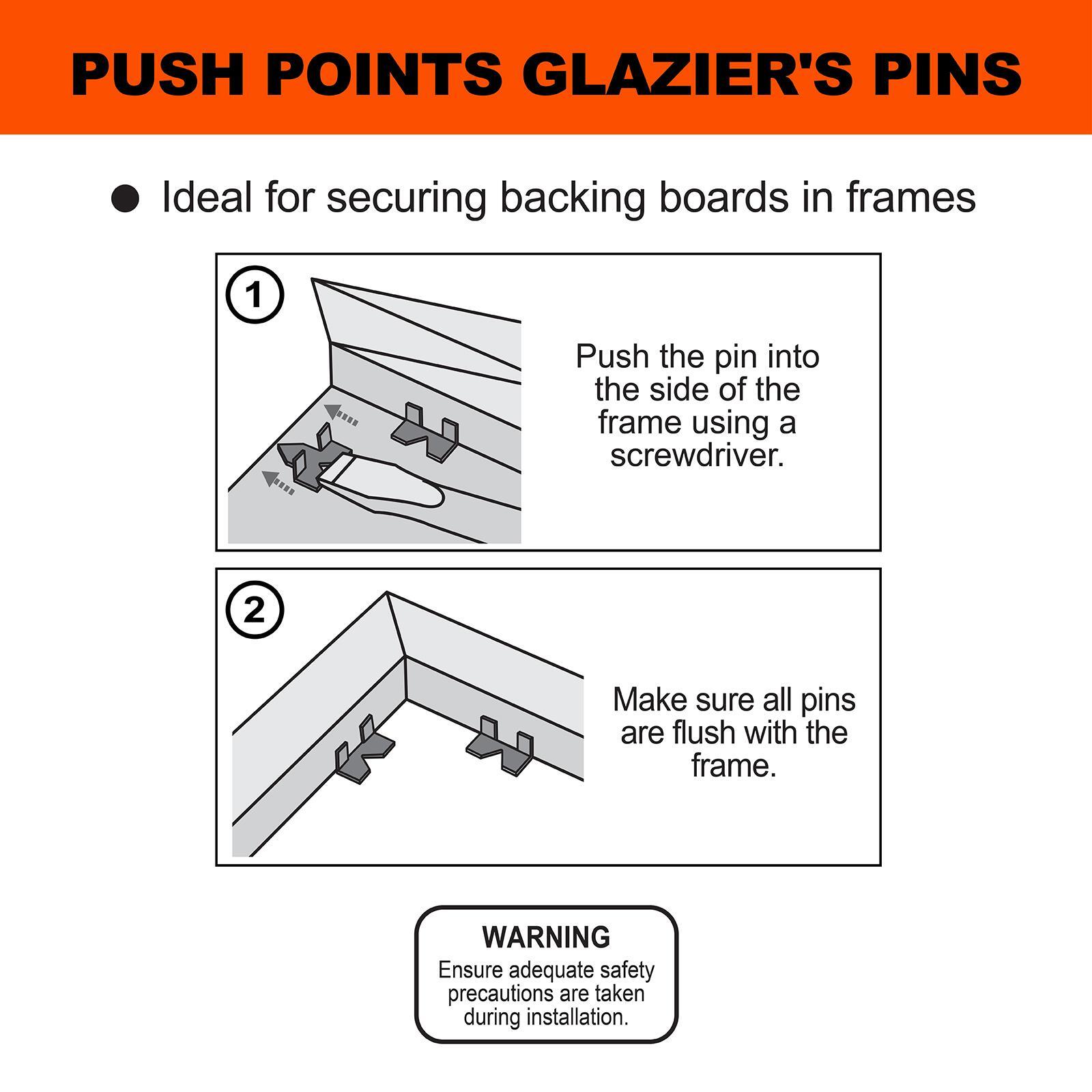 Everhang Push Point Glazier Picture Framing Pin - 50 Pack