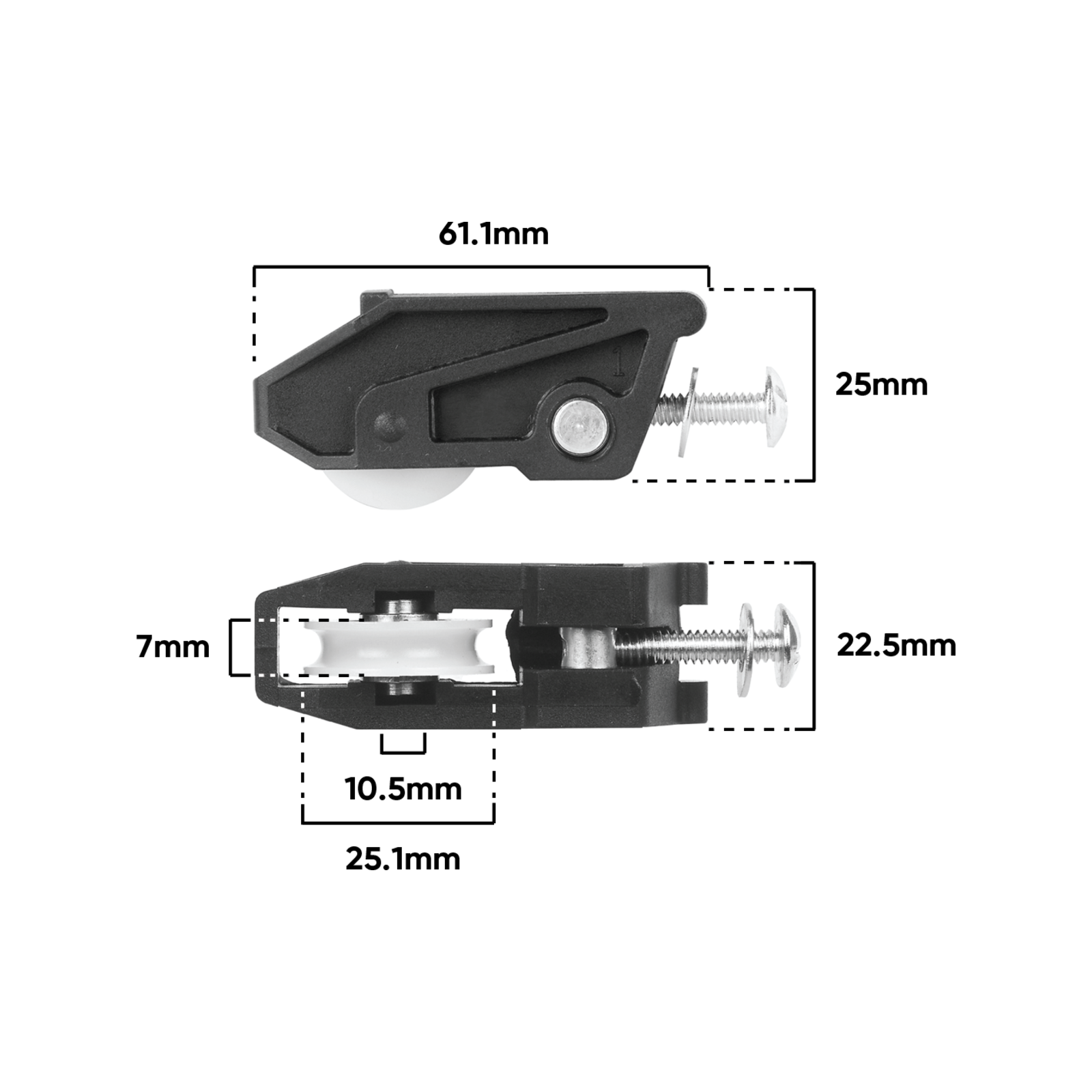 Rolltrak Adjustable Plastic Carriage And Acetal Roller