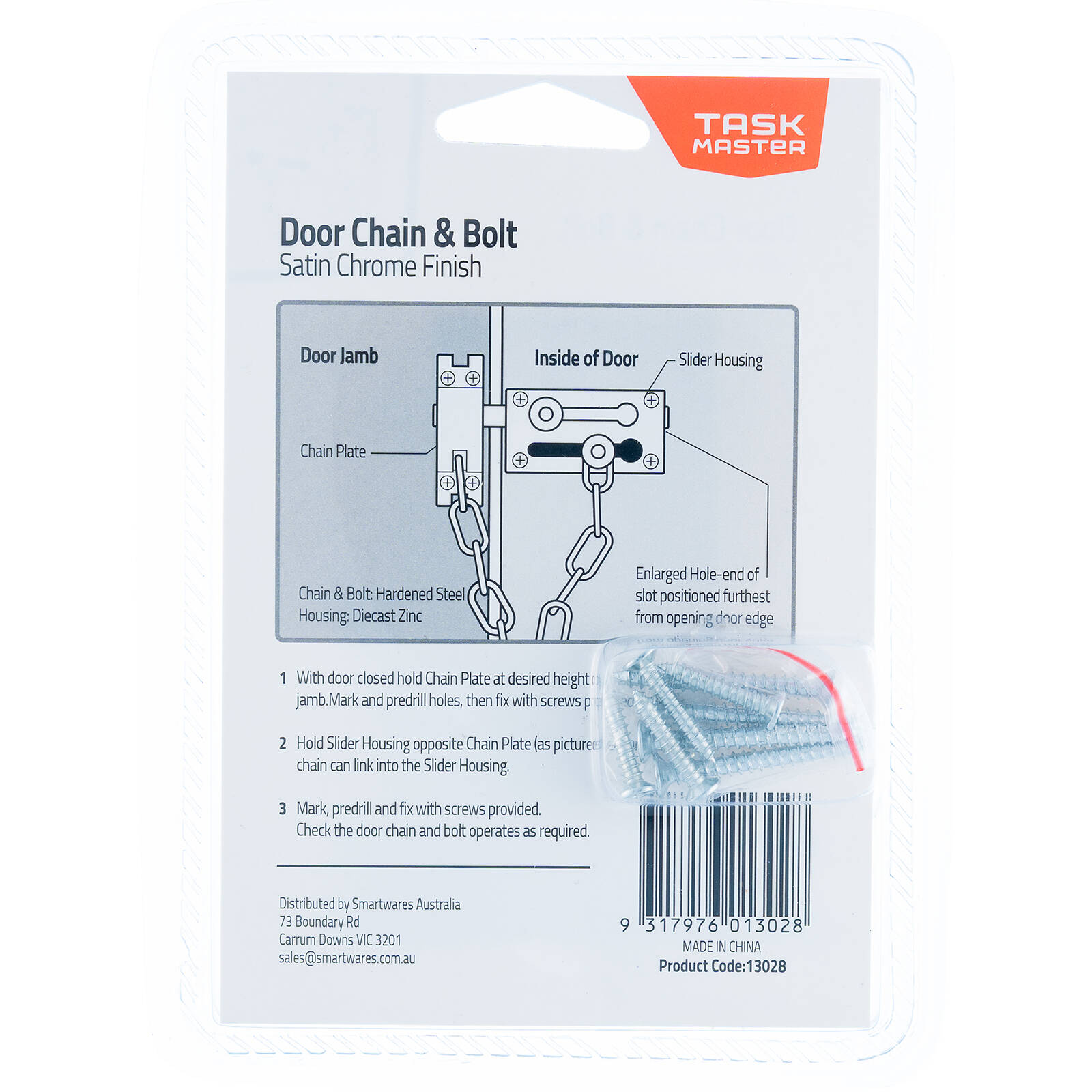 Taskmaster Satin Chrome Door Chain & Bolt