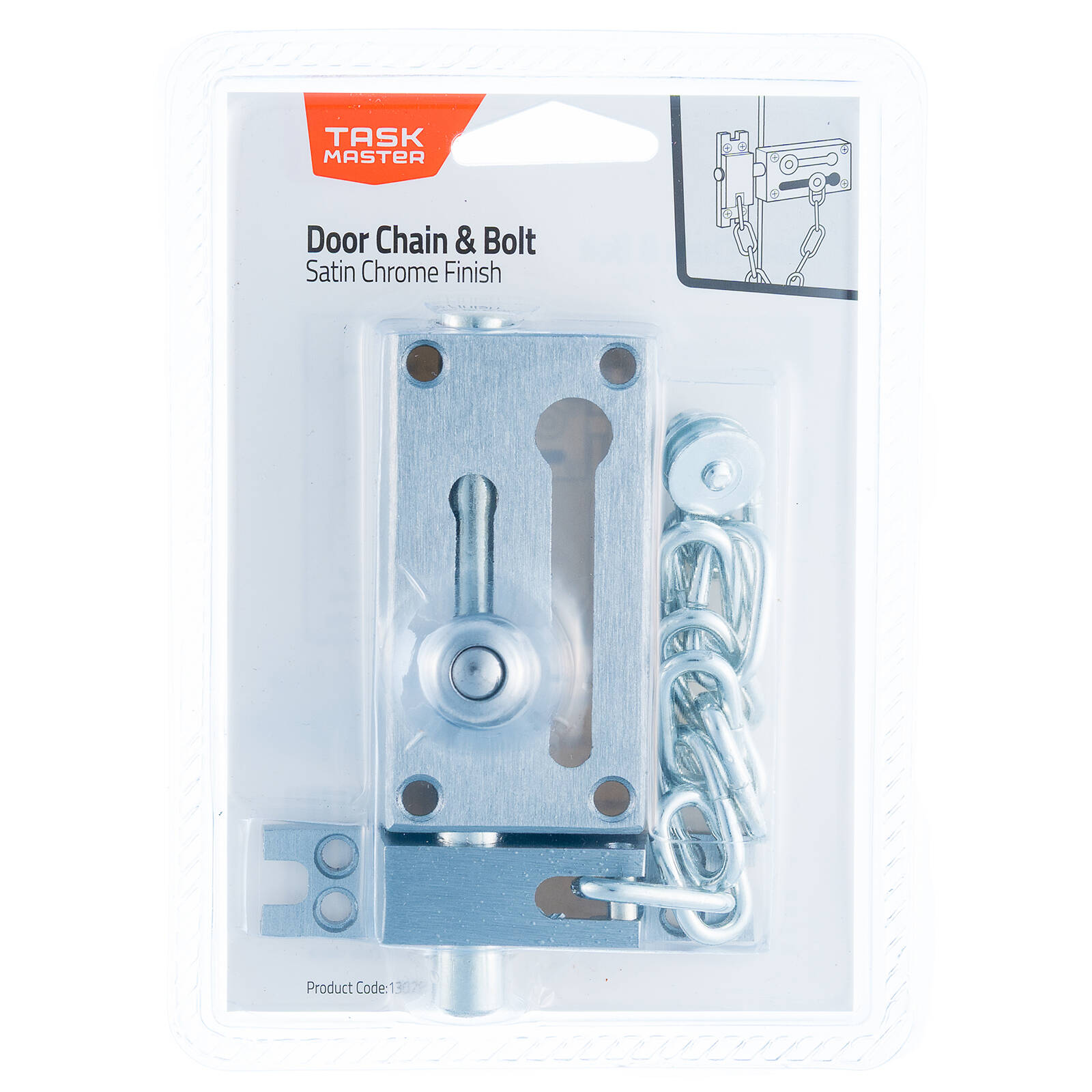 Taskmaster Satin Chrome Door Chain & Bolt