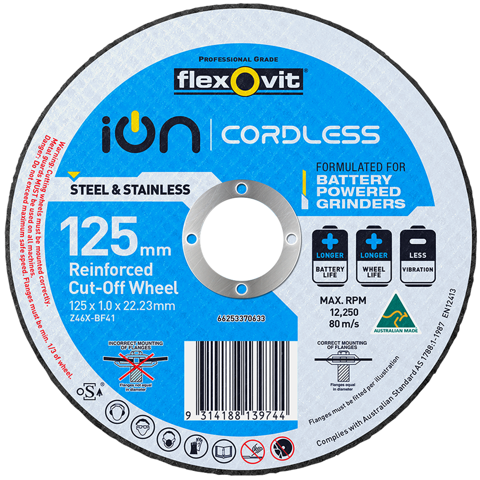 Flexovit 125mm Ion Cordless Reinforced Cut Off Wheel