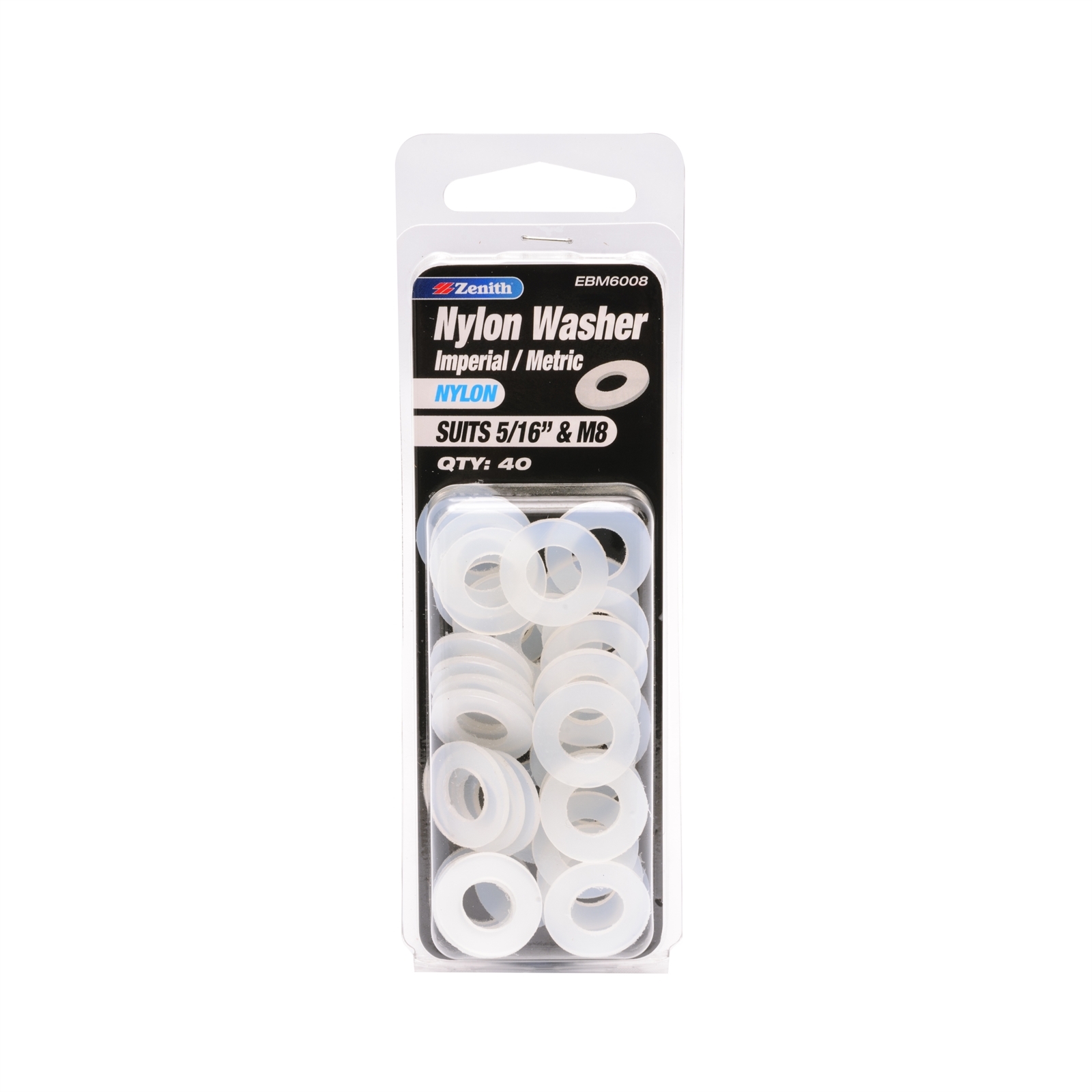 Zenith 5/16" And M8 Nylon Washer - 40 Pack