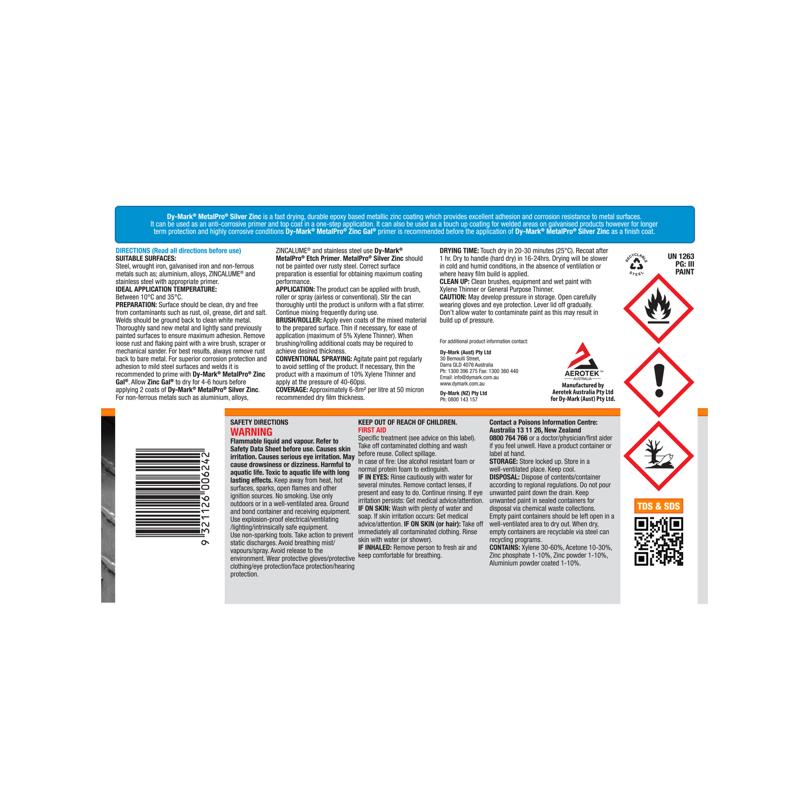 Dy-Mark 1L MetalPro Silver Zinc Metal Paint