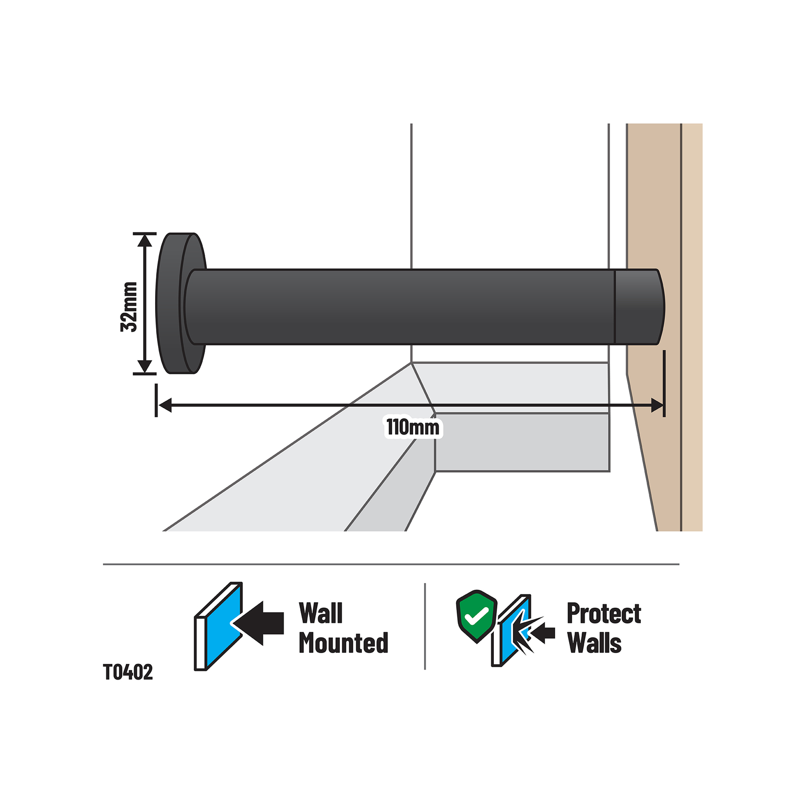 Adoored 110mm Black Monument Door Stop 3 Adoored 110mm Black Monument Door Stop