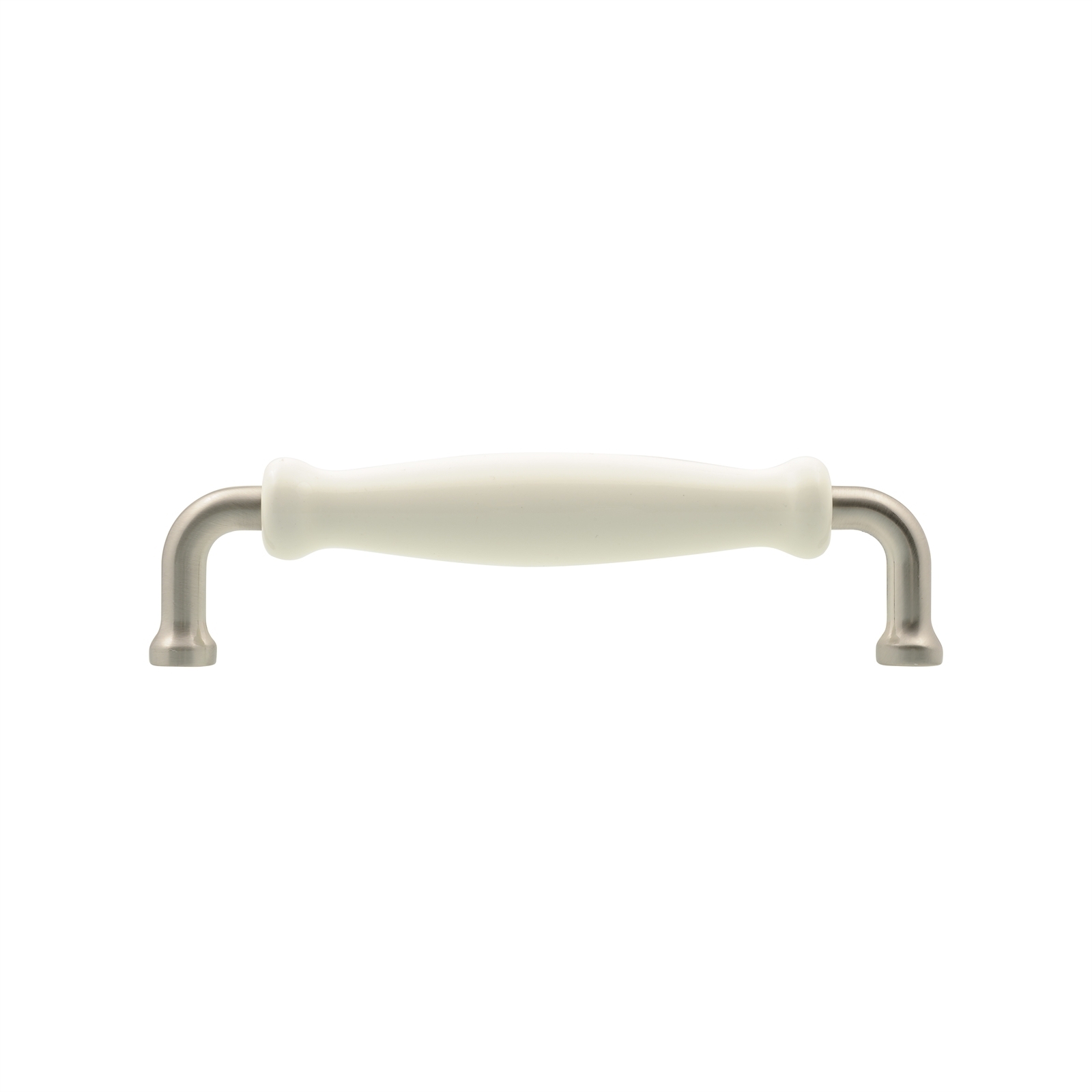 Prestige 128mm Brushed Nickel White Ceramic Handle - Card of 4