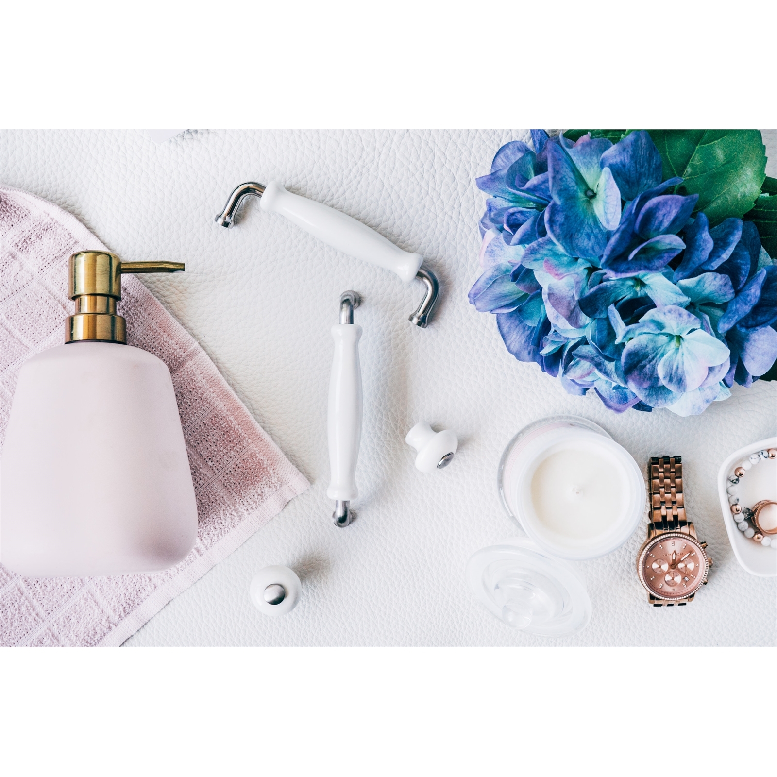 Prestige 128mm Brushed Nickel White Ceramic Handle - Card of 4 3 Prestige 128mm Brushed Nickel White Ceramic Handle - Card of 4