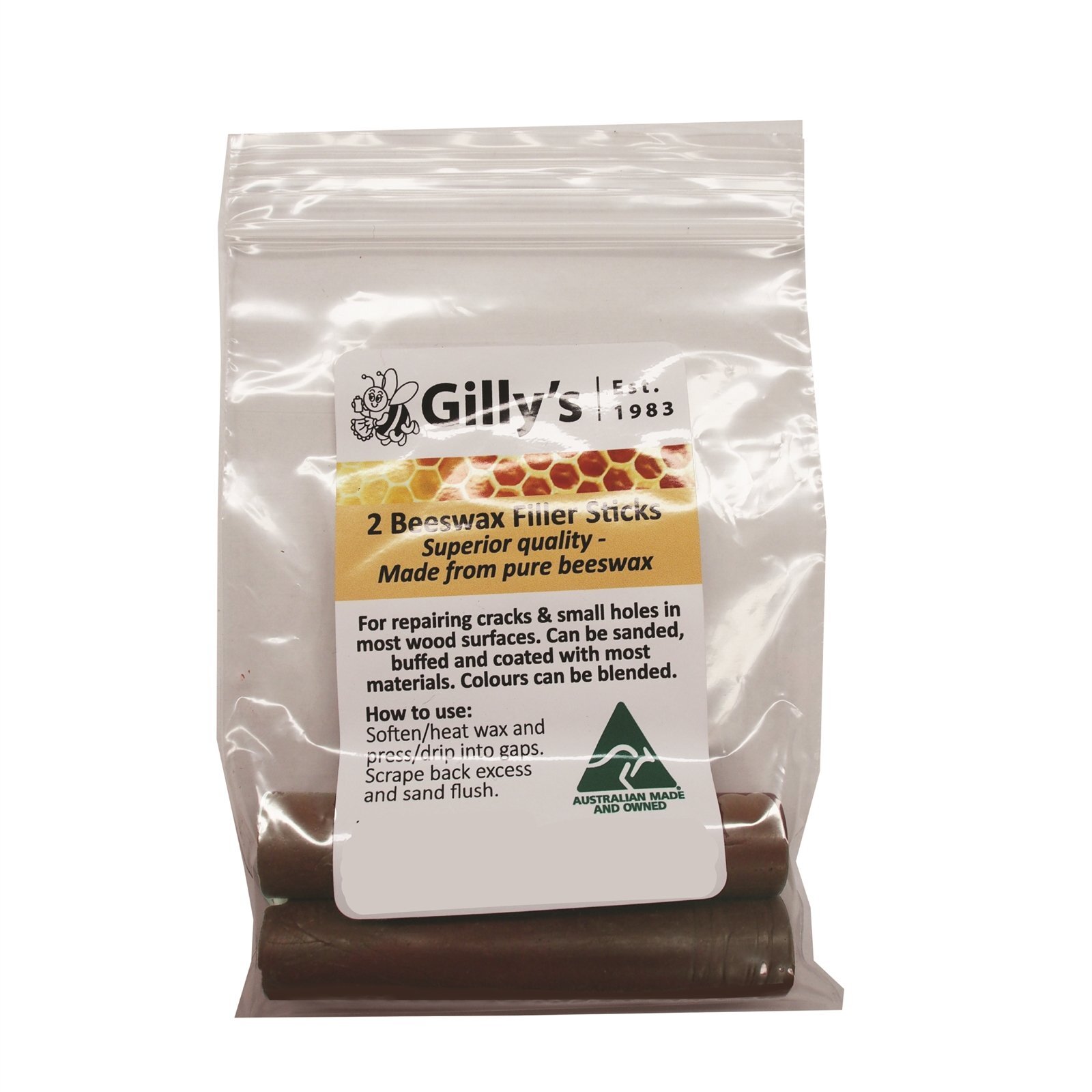 Gilly's Mid Brown Beeswax Filler Sticks - 2 Pack
