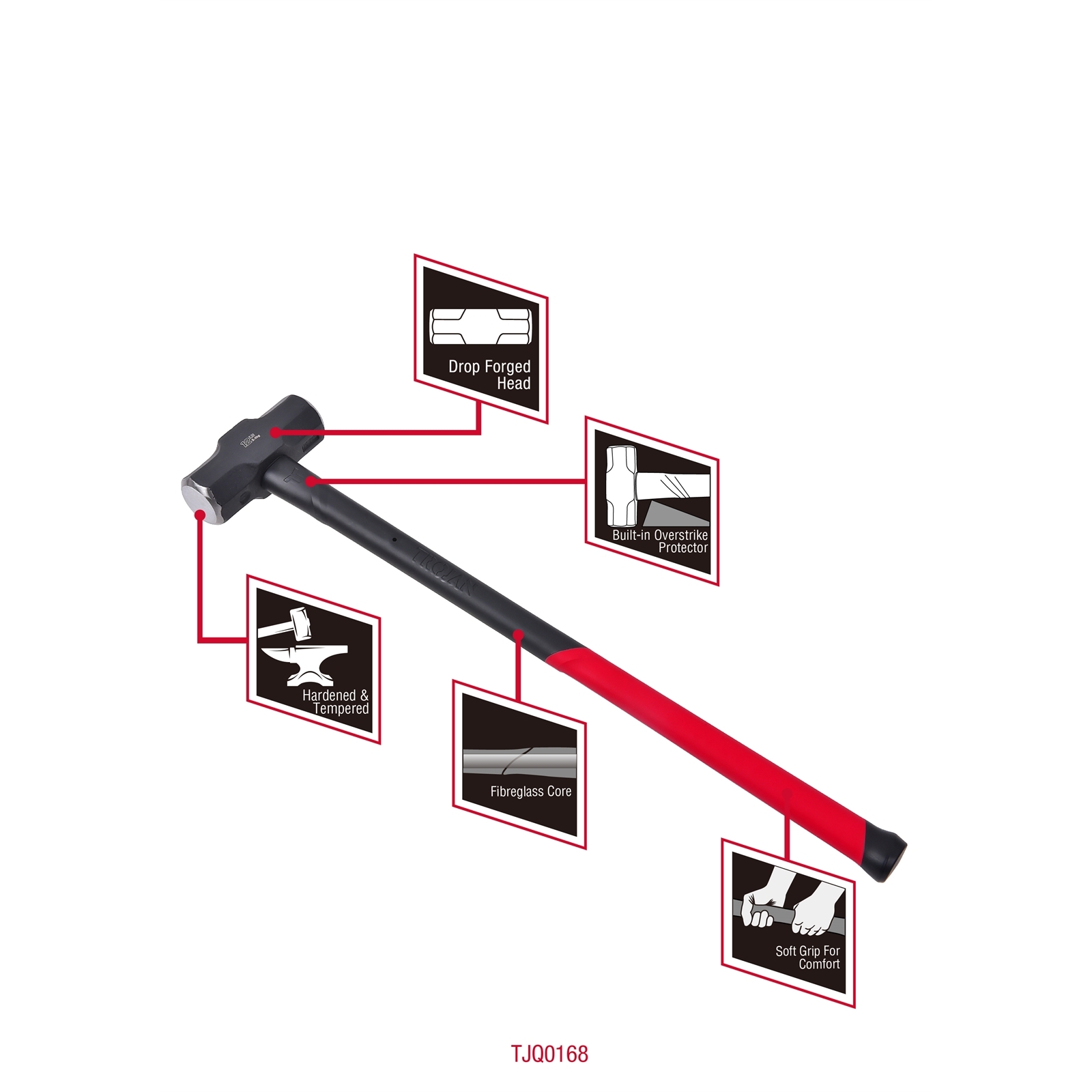 Trojan 12lb 5.4kg Fibreglass Sledge Hammer 3 Trojan 12lb 5.4kg Fibreglass Sledge Hammer