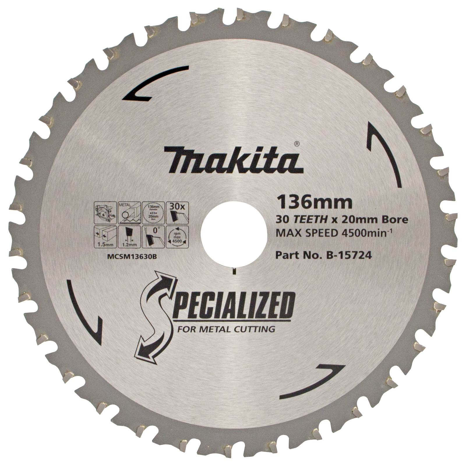 Makita Blade Circular Saw 136x20mm 30t Metal